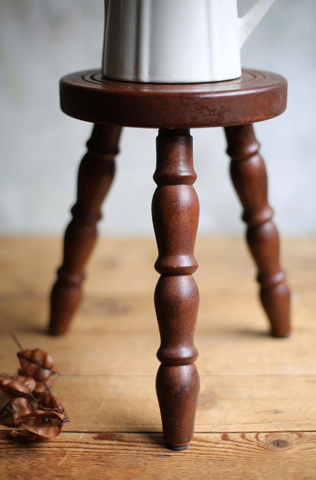 Breton Stool Milkmaid Stool Rustic Wooden French Bullseye Antique Bobbin Furniture photo for sale