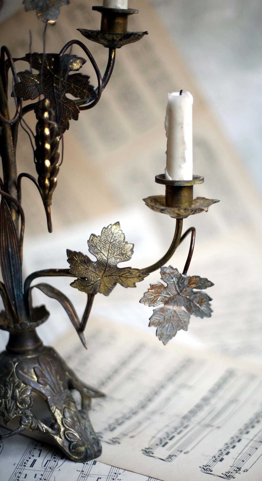 Antique Candelabra French Church Alter Piece Grape Vines & Wheat Bronze Rococo Gilded photo Home Decor