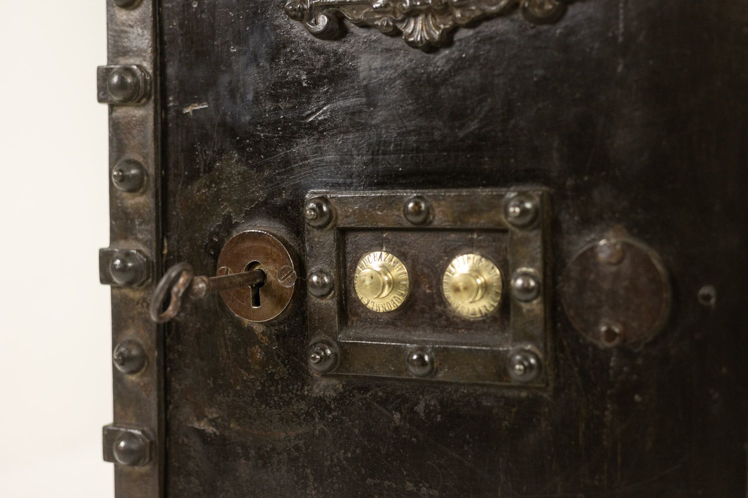 Bauche. Antique Small Metal Travel Safe. Napoleon III Period. photo vintage