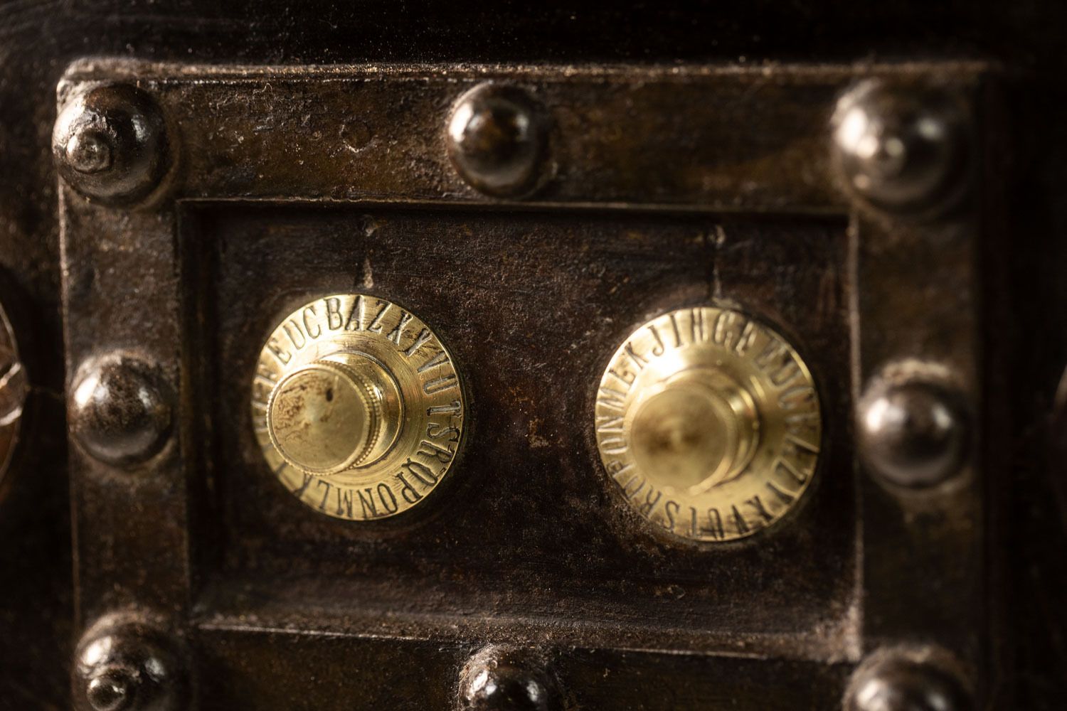 photo furniture Bauche. Antique Small Metal Travel Safe. Napoleon III Period.