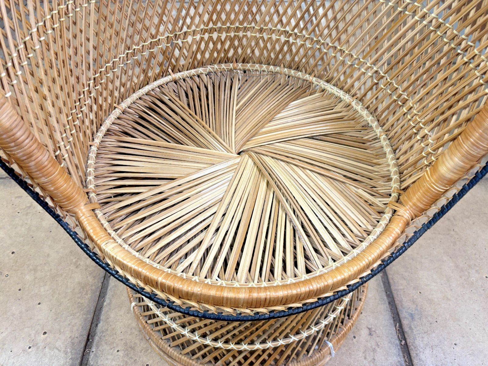 Vintage 1970's Wicker/ Bamboo Cane Tub Chair photo for sale