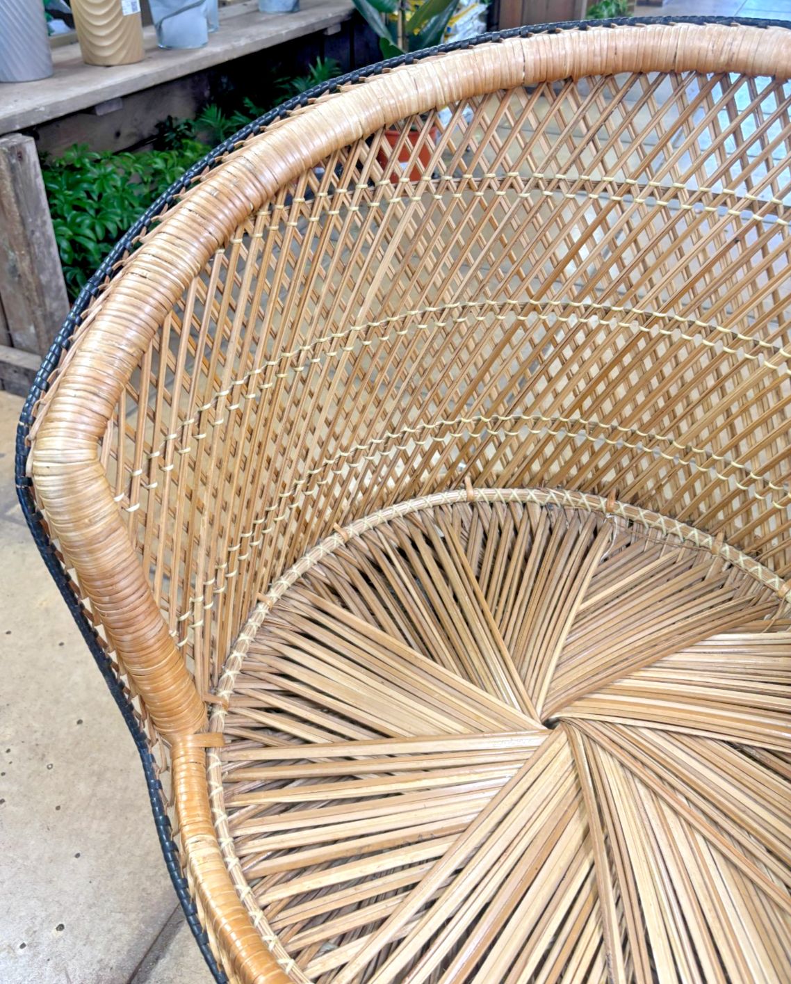 Vintage 1970's Wicker/ Bamboo Cane Tub Chair photo Furniture