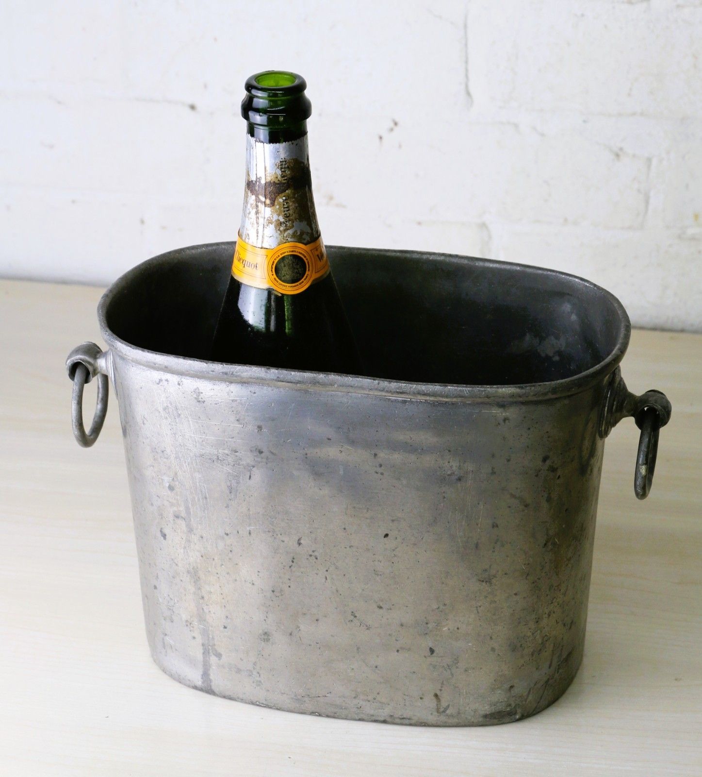 photo buy Antique Pewter Wine Cooler Heavy Well Made And Very Well Used See Images