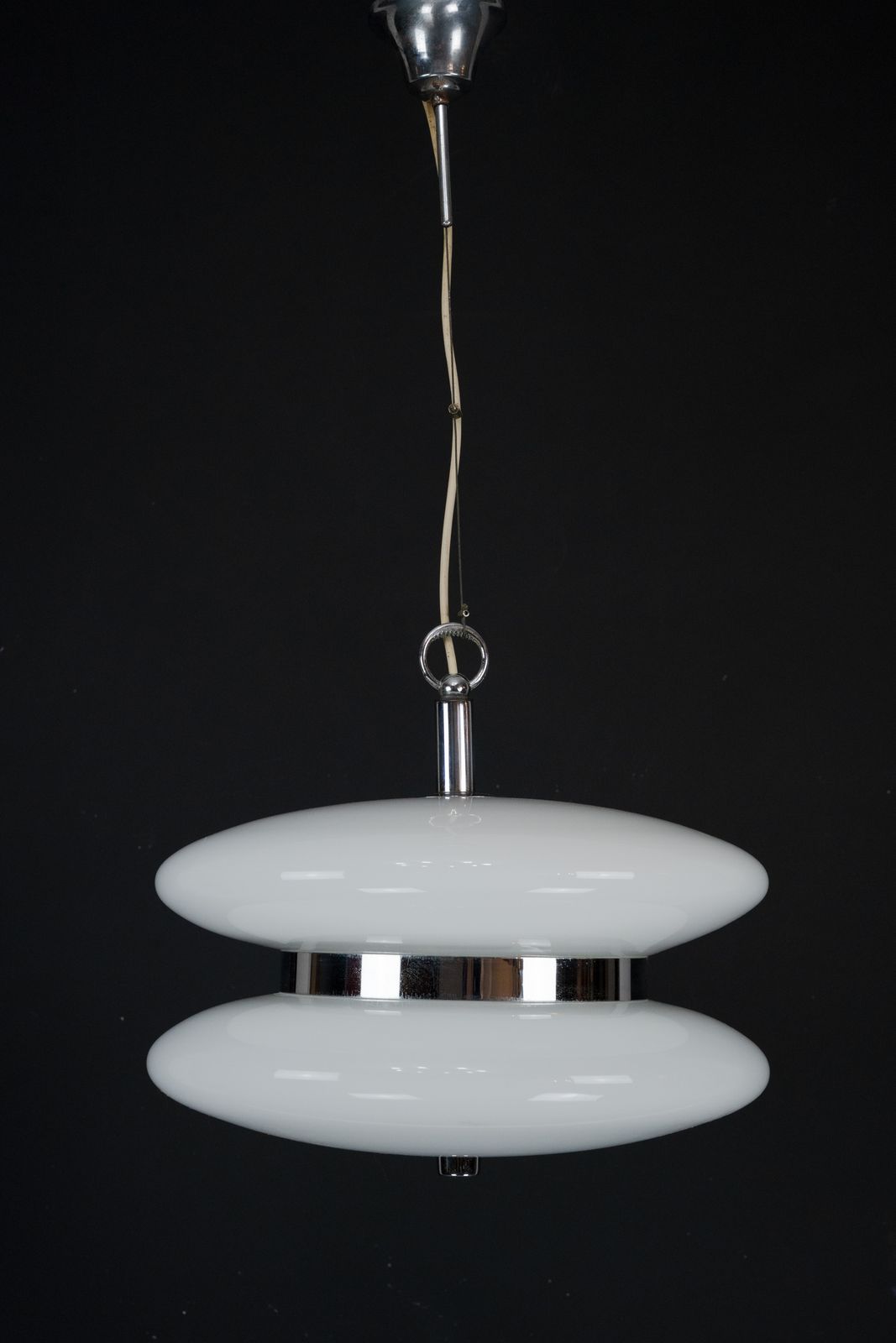 Mid Century Large Murano White Glass Chandelier By Vistosi. 1970s photo for sale
