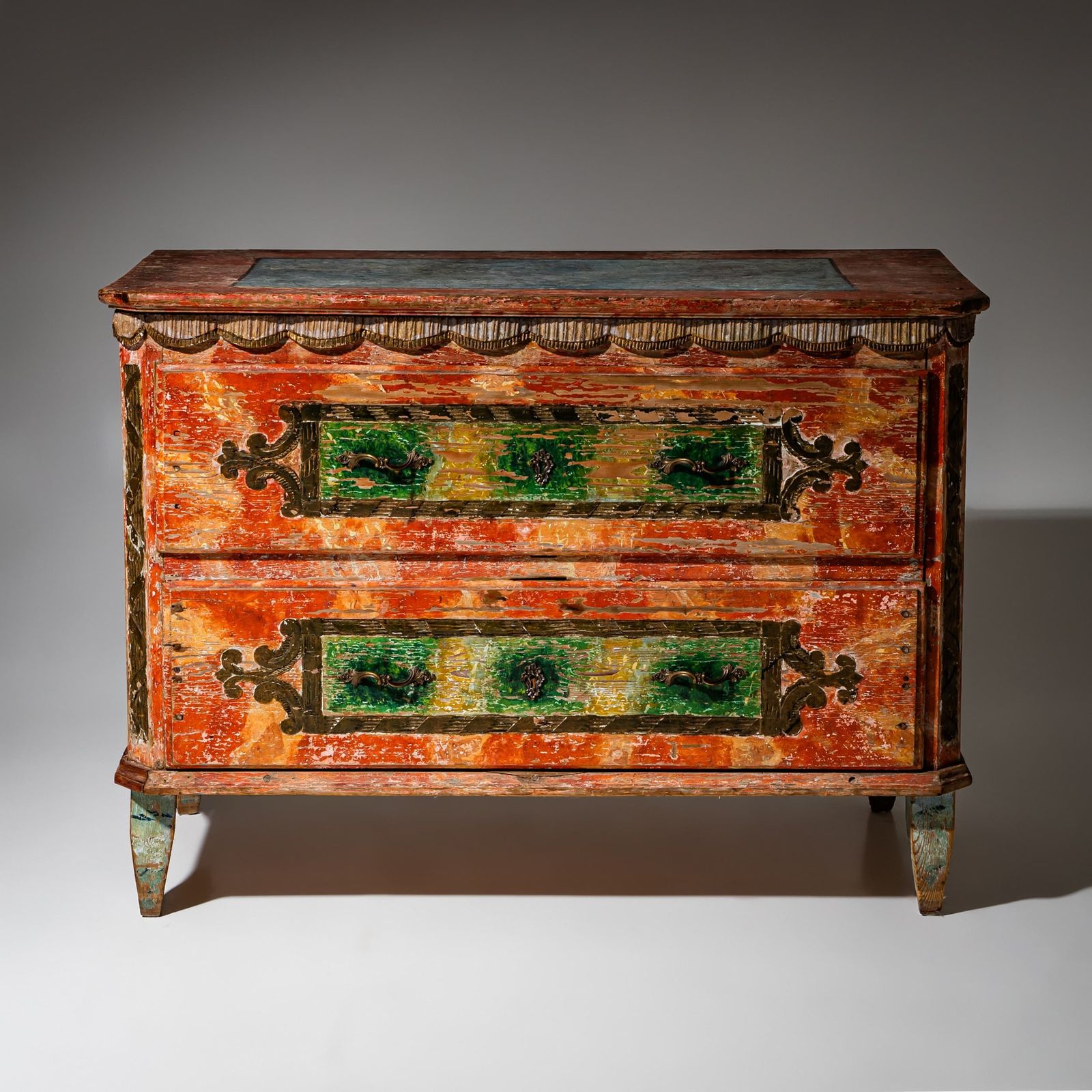 Red Painted Commode, Irschenberg, Southern Germany, 19th Century photo 2400.0