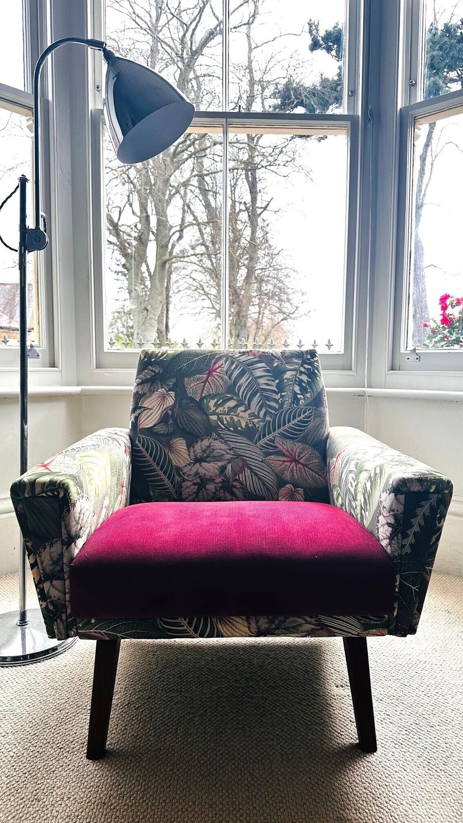 Stylish Mid Century Accent Armchair   Professionally Reupholstered