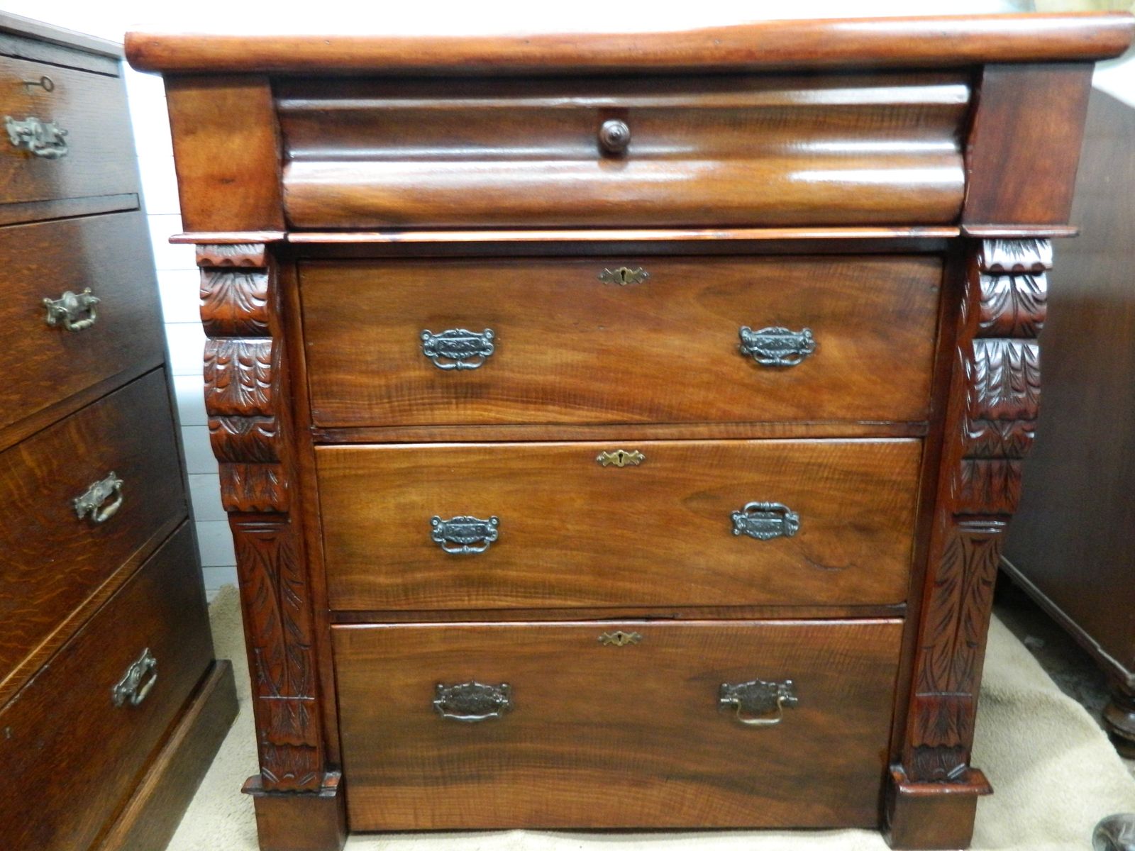 Mahogany Veneer Scotch Chest Of Drawers photo for sale