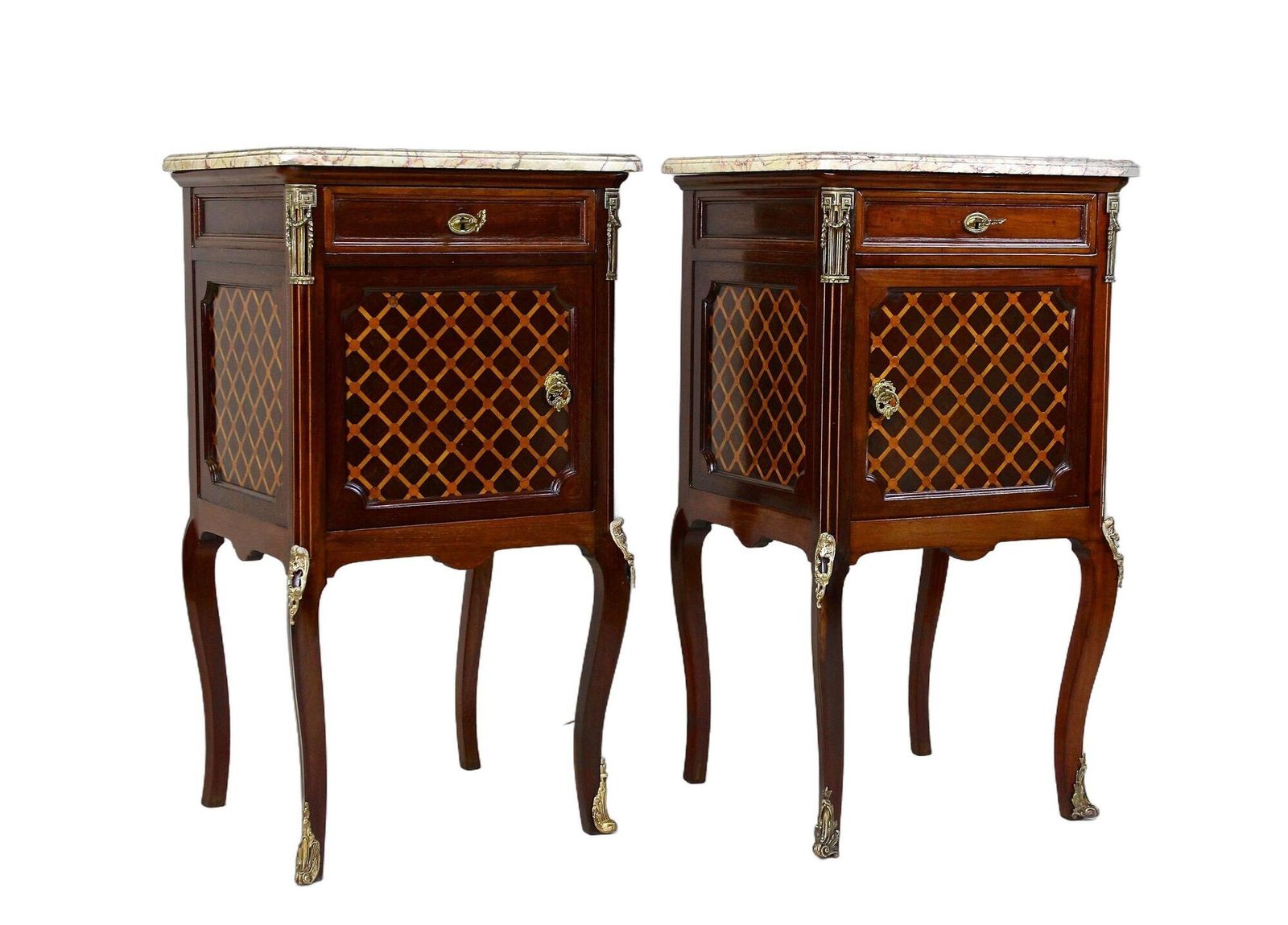 19th Century Pair Of Transitional Nightstands/ Side Tables, France Ca. 1870