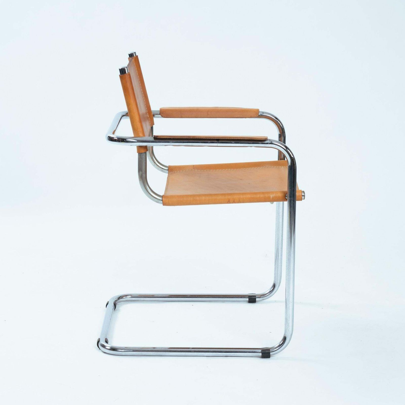 4 Cognac Saddle Leather Cantilever Bauhaus S 34 B 34 Chairs, 1970s photo Furniture