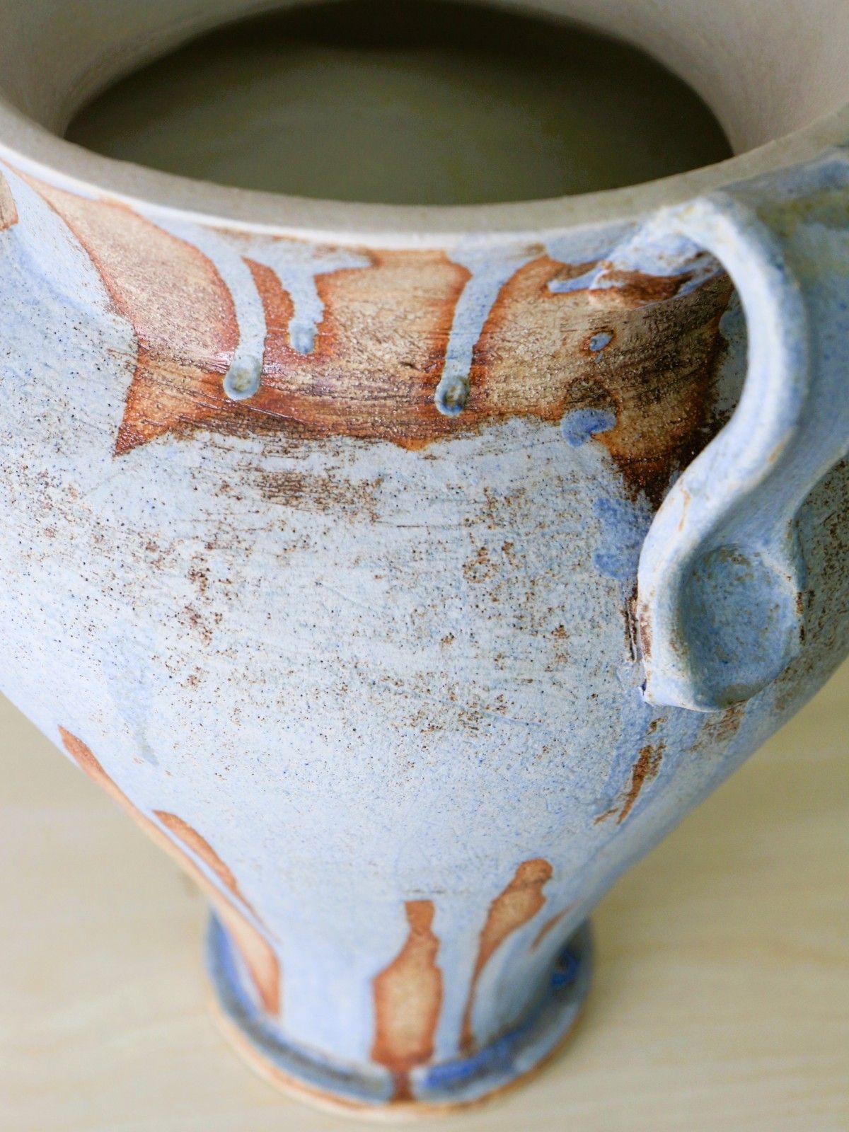 Large Ceramic Vase Studio Pottery By Jean Langdon Classic Urn Styled Blue Brown photo vintage
