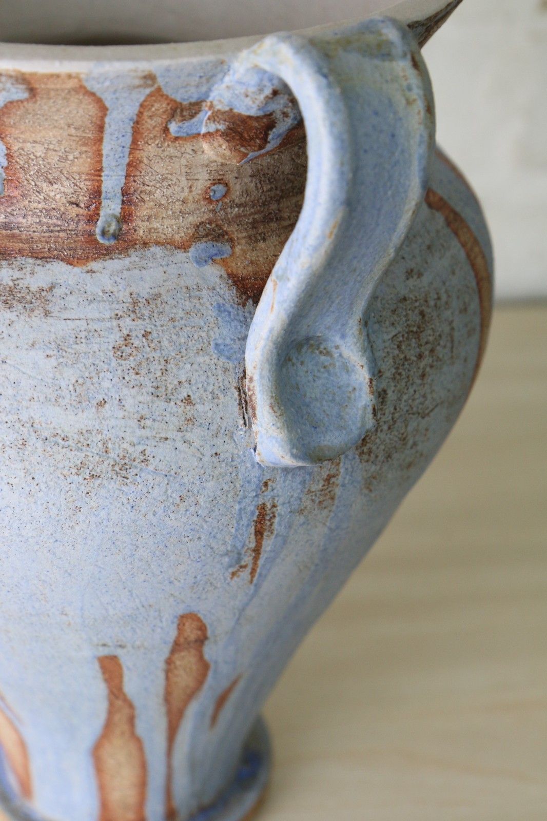 photo furniture Large Ceramic Vase Studio Pottery By Jean Langdon Classic Urn Styled Blue Brown