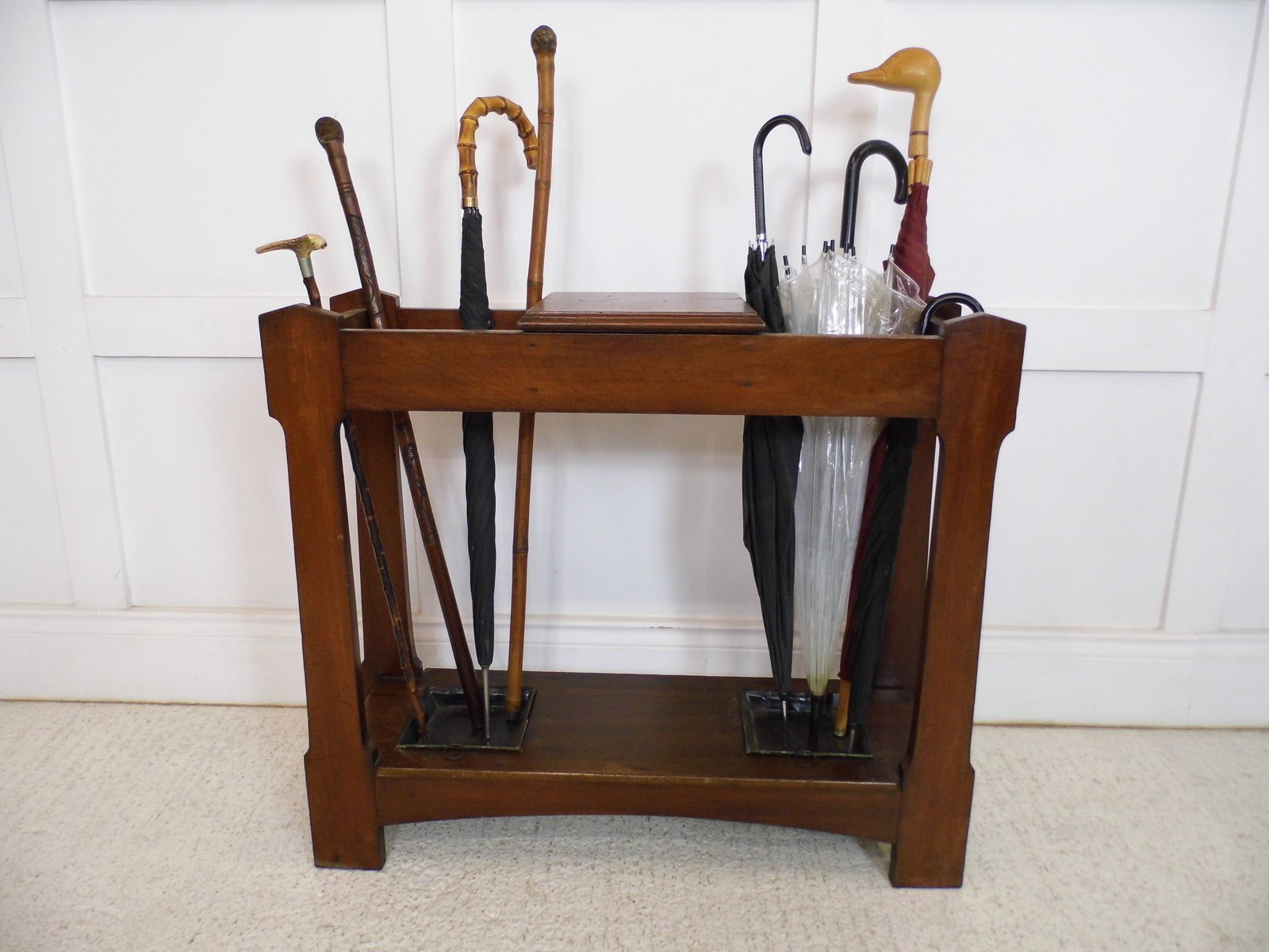 Antique Edwardian Mahogany Umbrella Stand / Stick Stand Arts & Crafts Hall Stand photo furniture