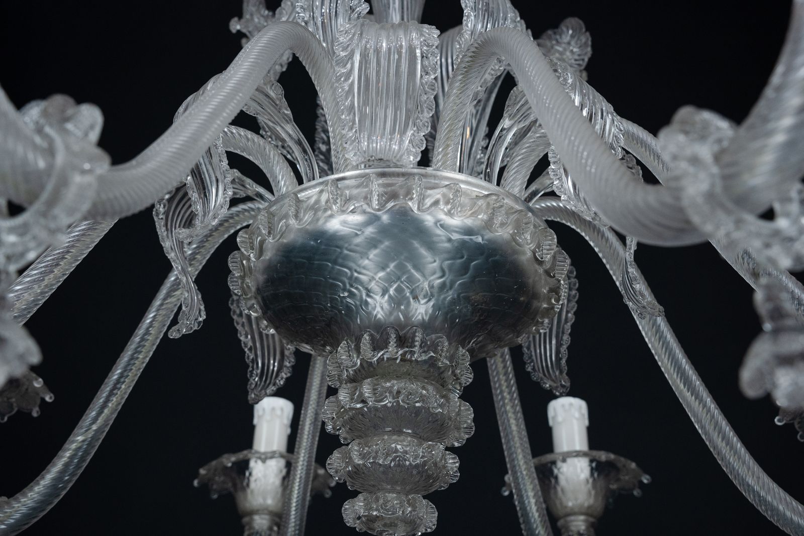1940s Vintage Murano Clear Glass Chandelier, Classic Italian Art Glass photo 7020.0
