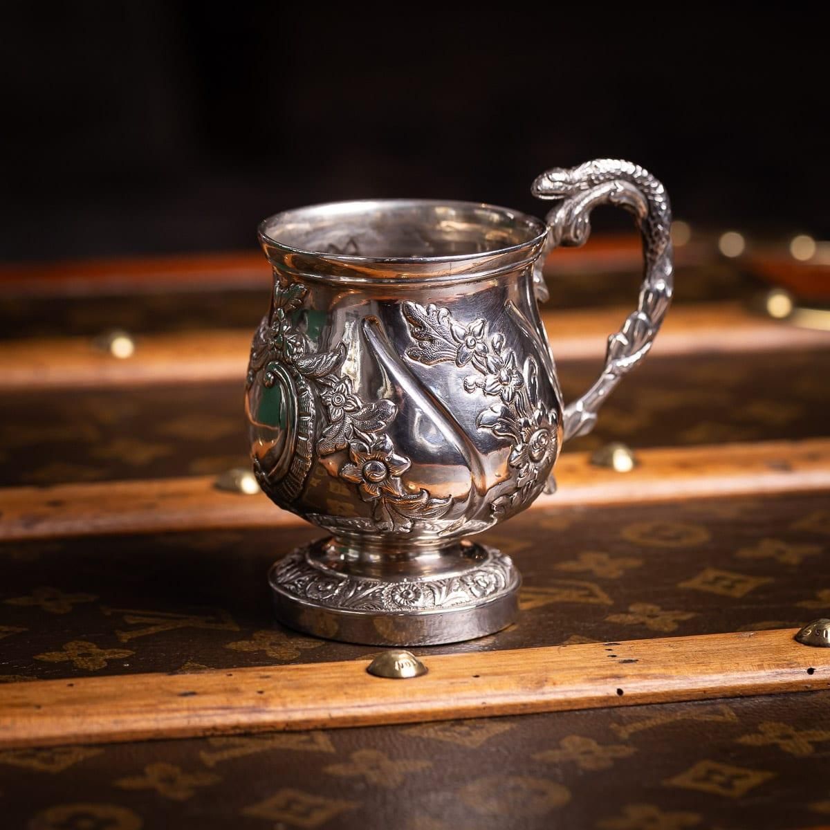 Antique 19th Century Indian Colonial Solid Silver Christening Mug C.1860 photo furniture