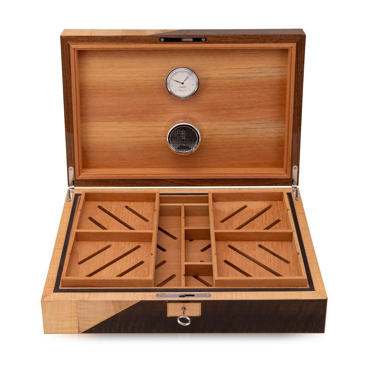 Contemporary 21st Century English Walnut & Sycamore Cigar Humidor photo buy