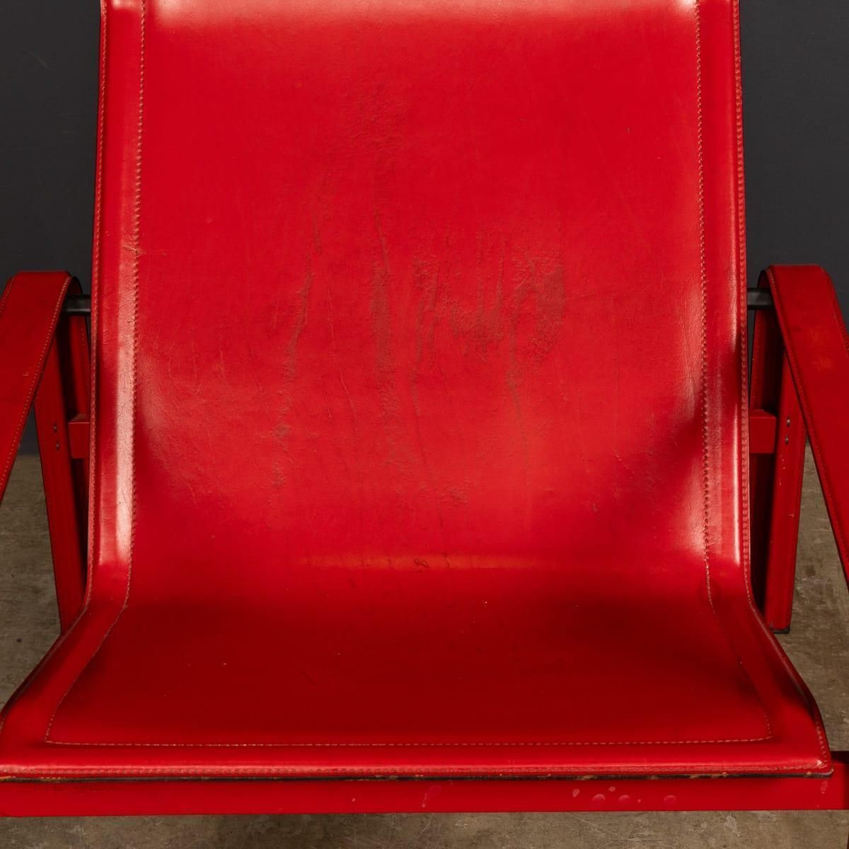 20thc Italian Red Leather Chair By Toussaint & Angeloni For Matteo Grassi C.1970 photo vintage