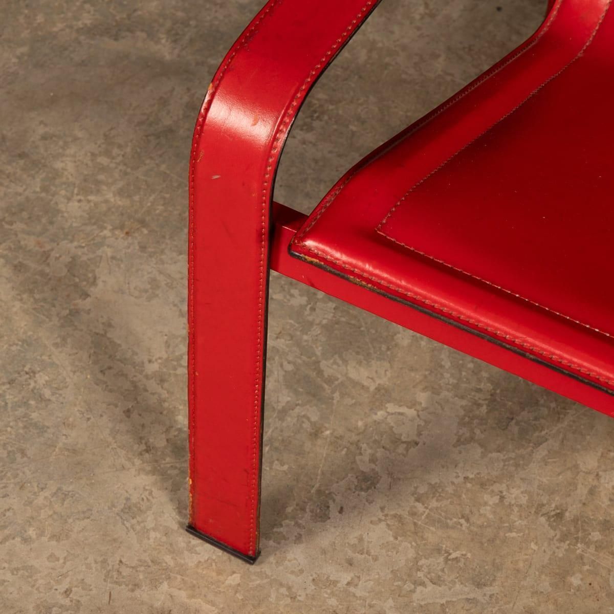 photo for sale 20thc Italian Red Leather Chair By Toussaint & Angeloni For Matteo Grassi C.1970