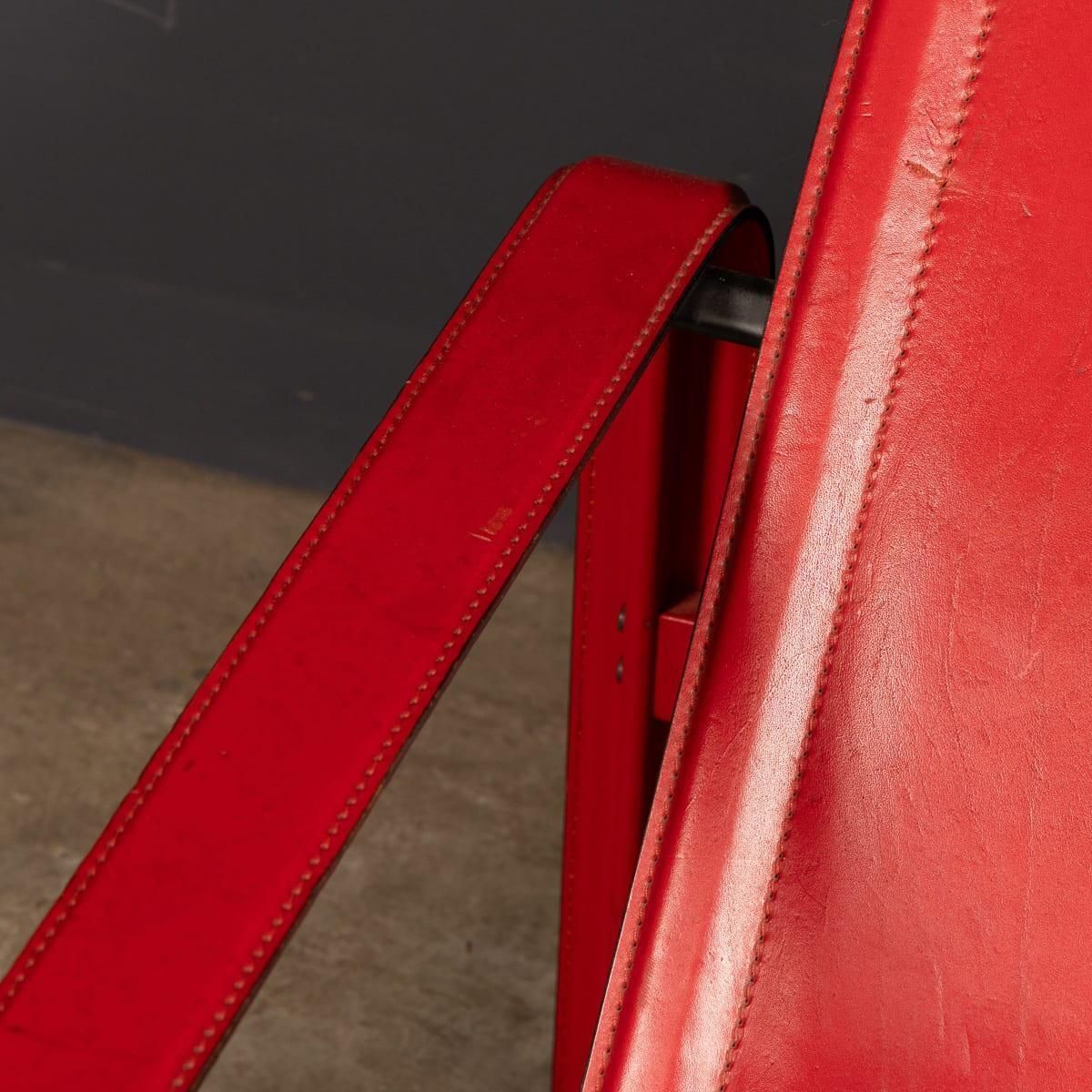 4693.0 20thc Italian Red Leather Chair By Toussaint & Angeloni For Matteo Grassi C.1970 photo