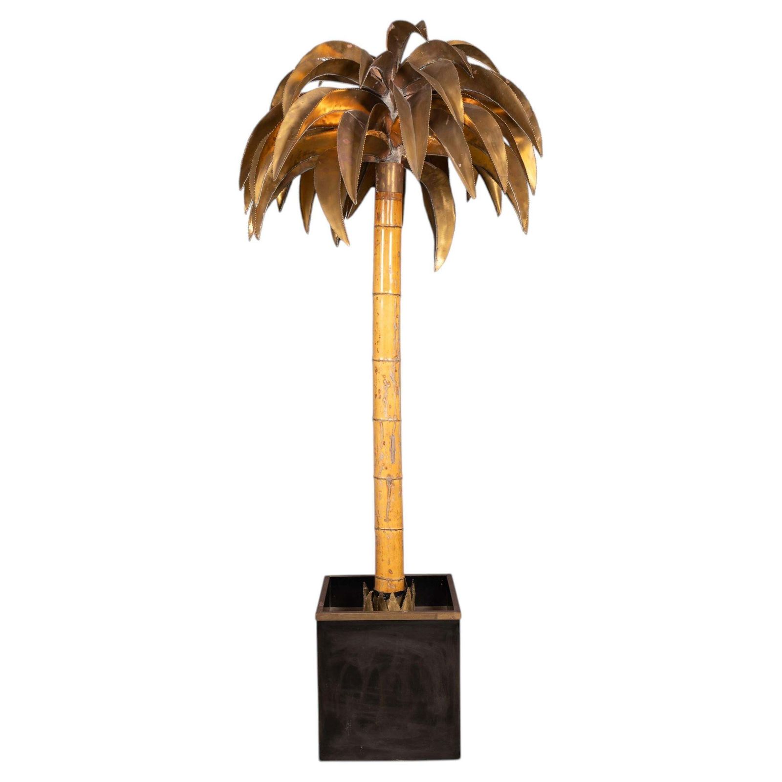 20thc French Palm Tree Floor Lamp, Christian Techoueyres For Maison Jansen C1970