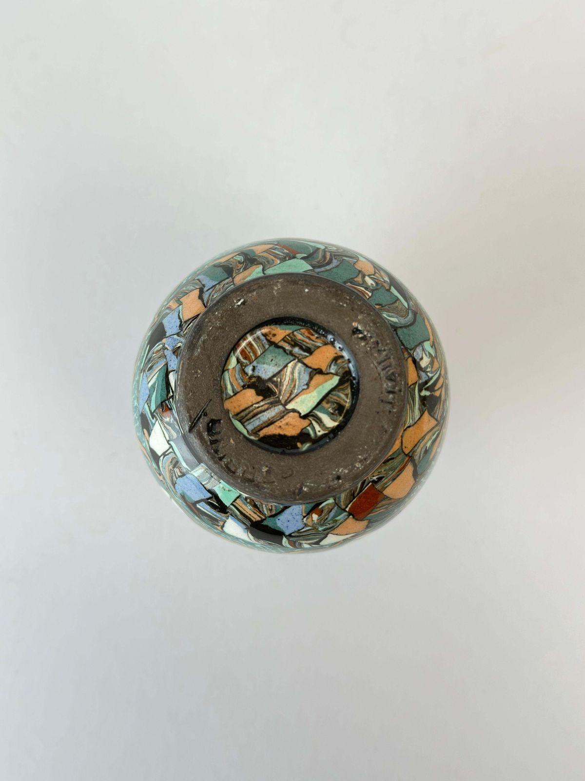 Jean Gerbino Terre Mêlée Mosaic Vase, Vallauris France photo vintage
