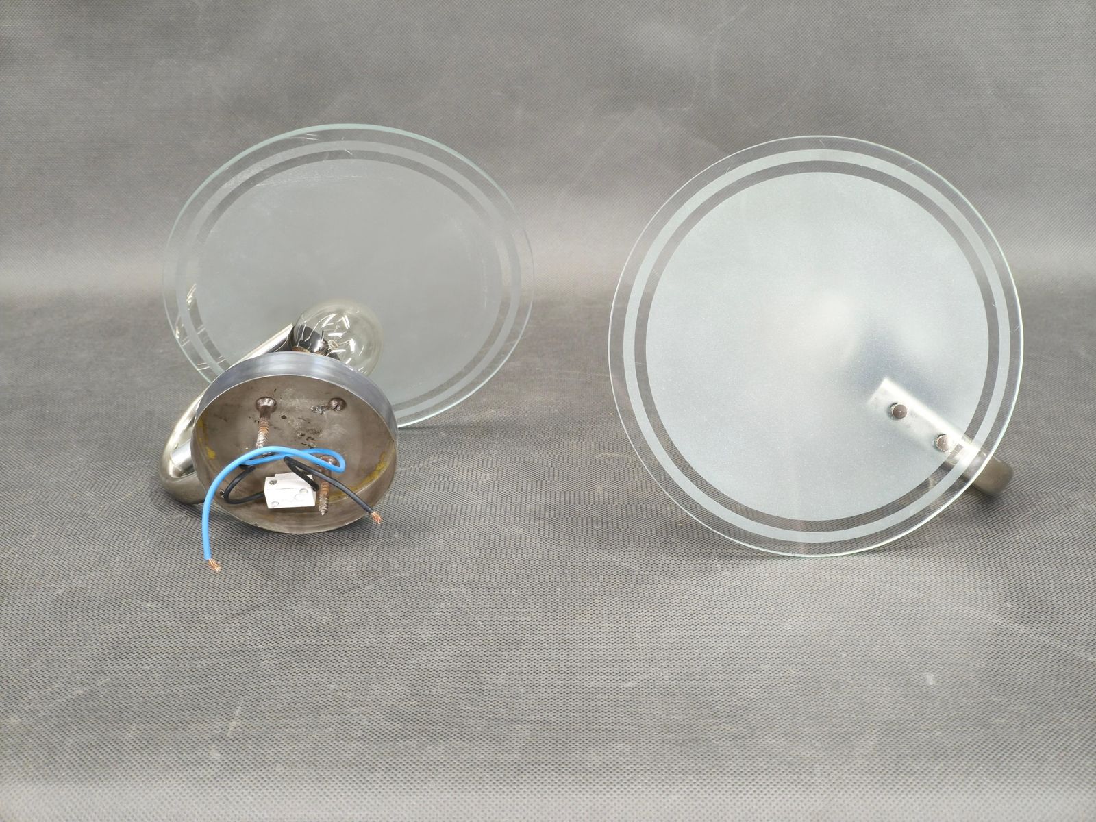 Pair Of Czech Art Deco Frosted Glass Wall Lights, 1940s photo buy
