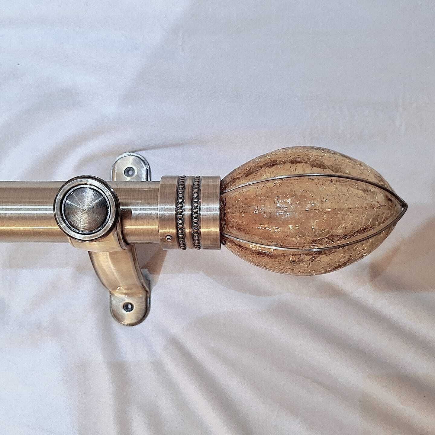 Stunning 50mm Heritage Quality Curtain Poles – Hand Blown Crackle Glass Finials With Original Matching Rings & Brackets photo furniture