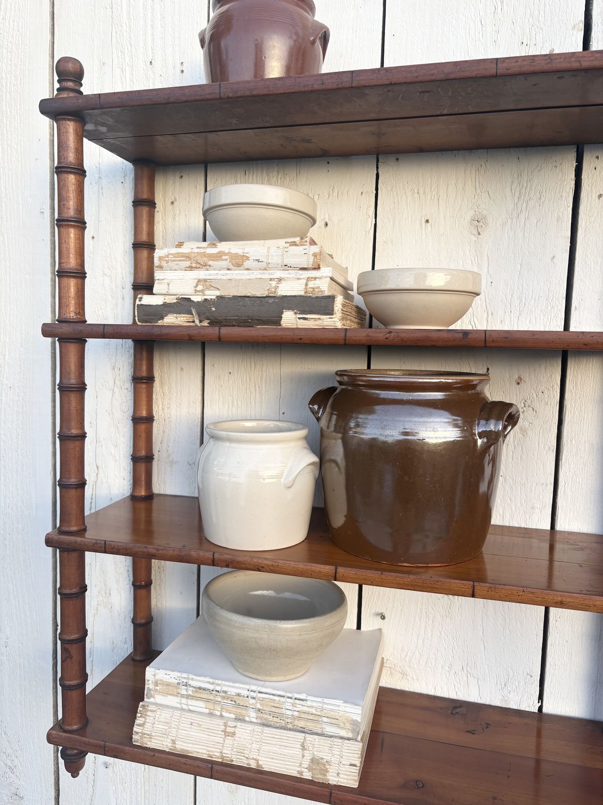French Faux Bamboo Wall Shelves photo for sale