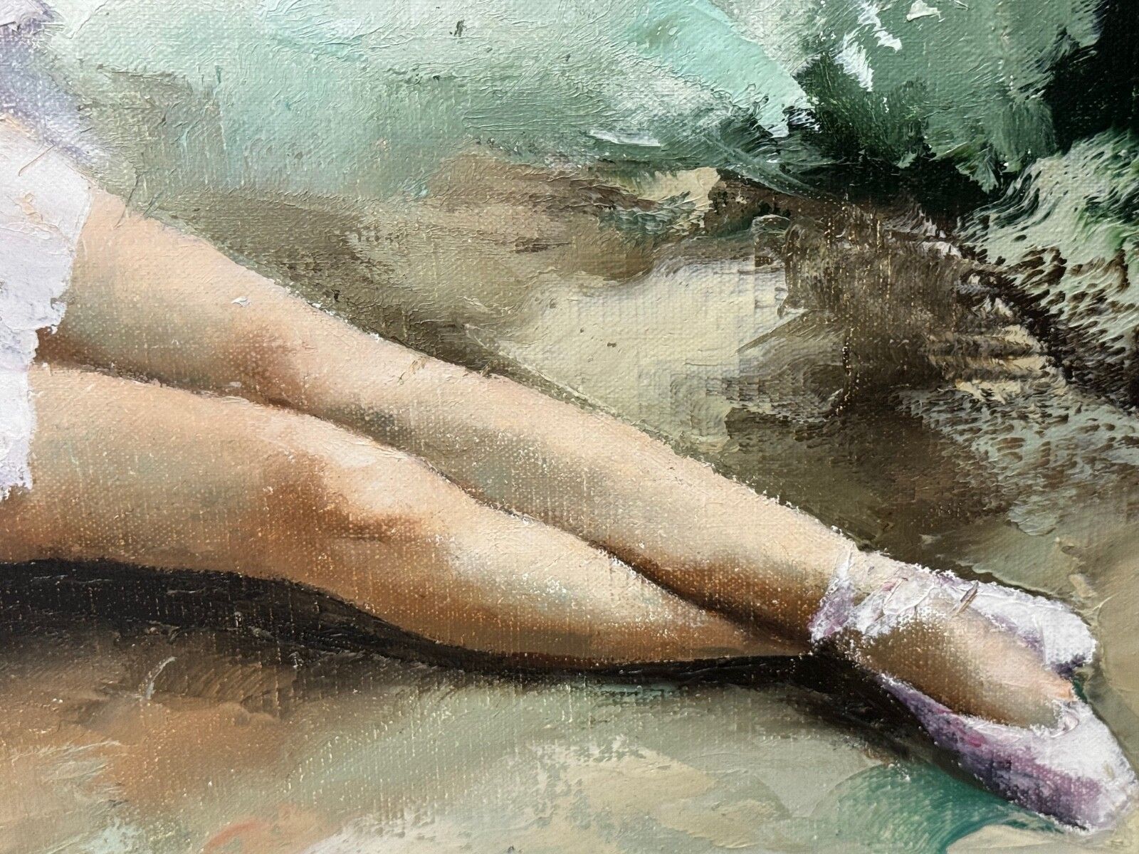 photo furniture Mid 20th Century Oil Painting Portrait Young Lady Ballerina Dancer Signed By Igor Talwinski