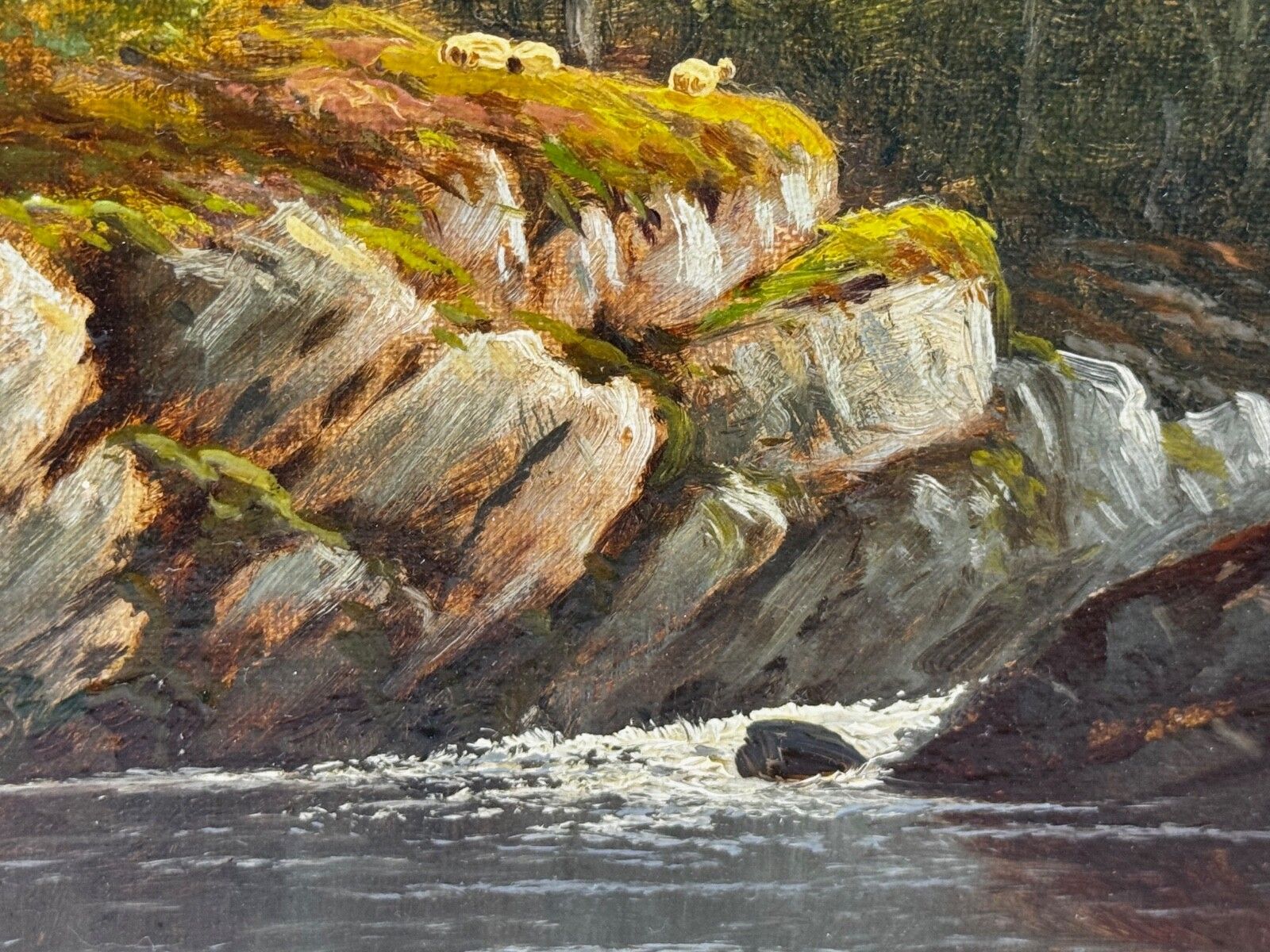 photo vinterior 19th Century Oil Landscape A Quiet Pool North Wales On The Conwy River By Thomas Spinks