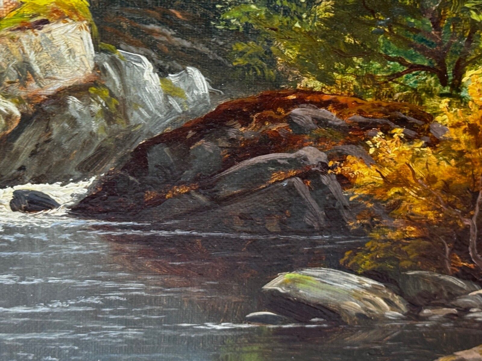 photo buy 19e-eeuws olieverfschilderij "A Quiet Pool North Wales On The Conwy River" door Thomas Spinks