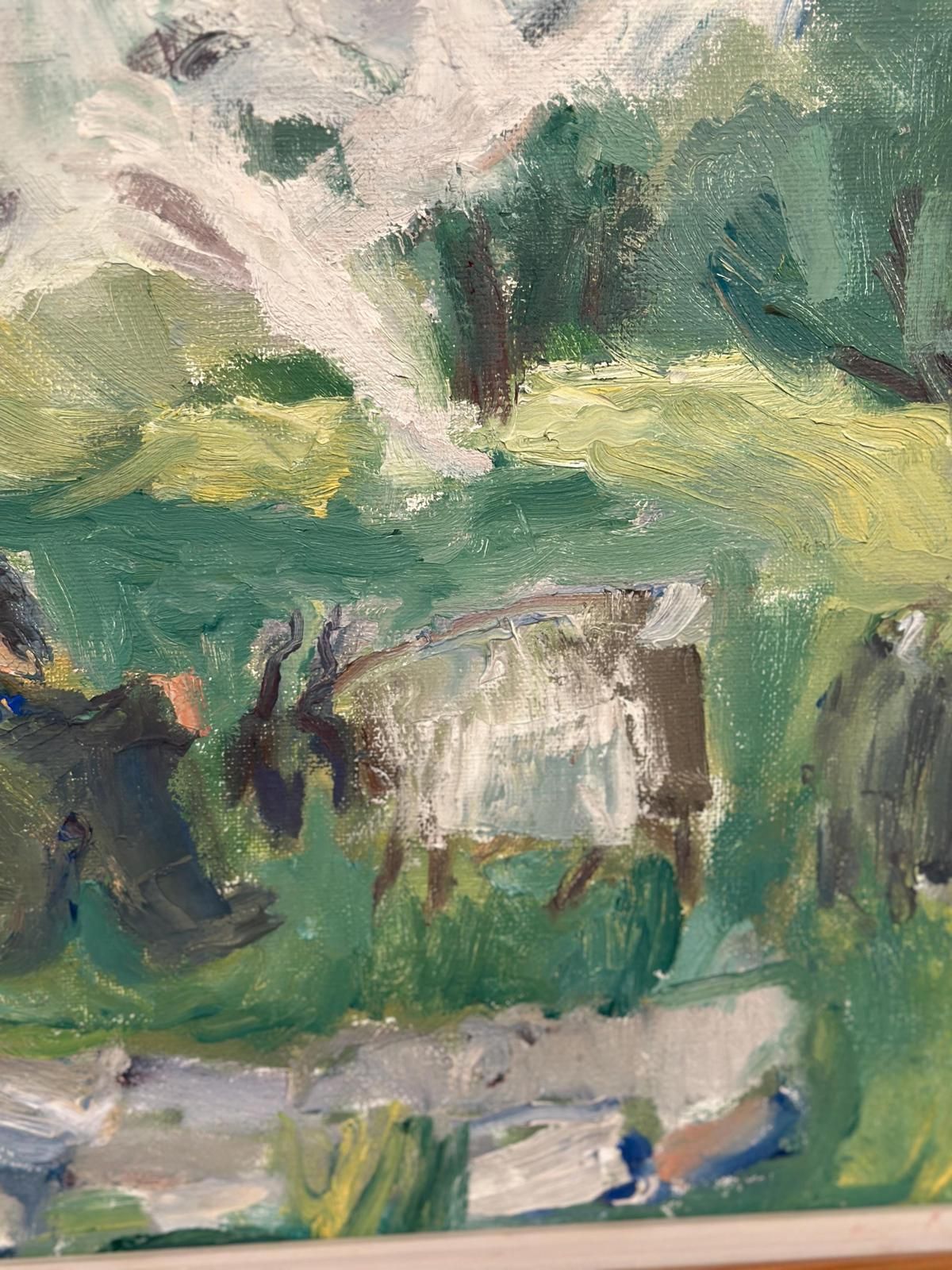 Original Swedish Oil On Canvas – “Shepherd” By May Nicklasson – Vintage & Framed – 64 × 73 Cm (25.2" × 28.7") photo vintage