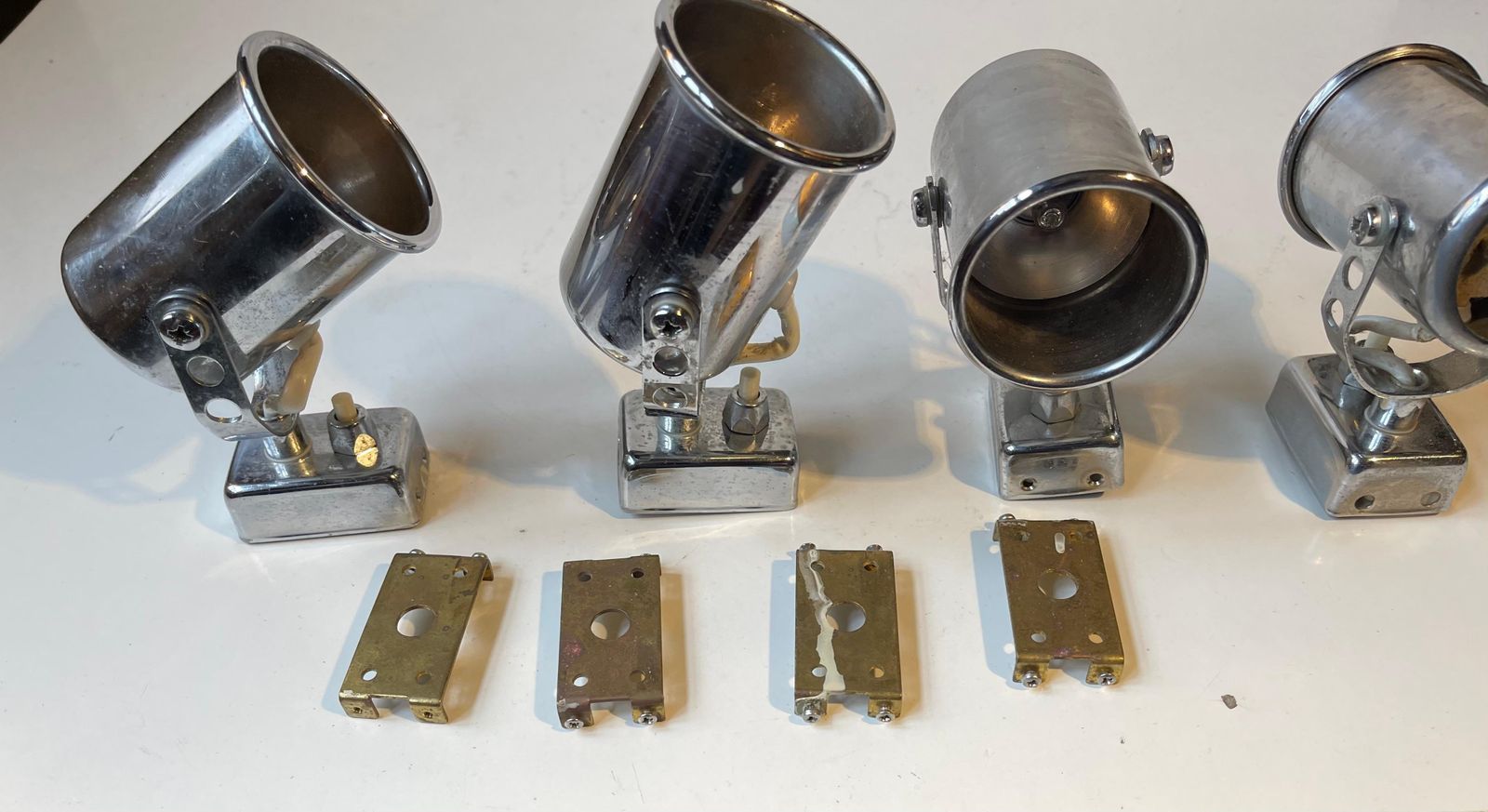 Vintage Italian Nautical Ship Cabin Wall Lights In Chrome, 1970s, Set Of 4 photo vintage