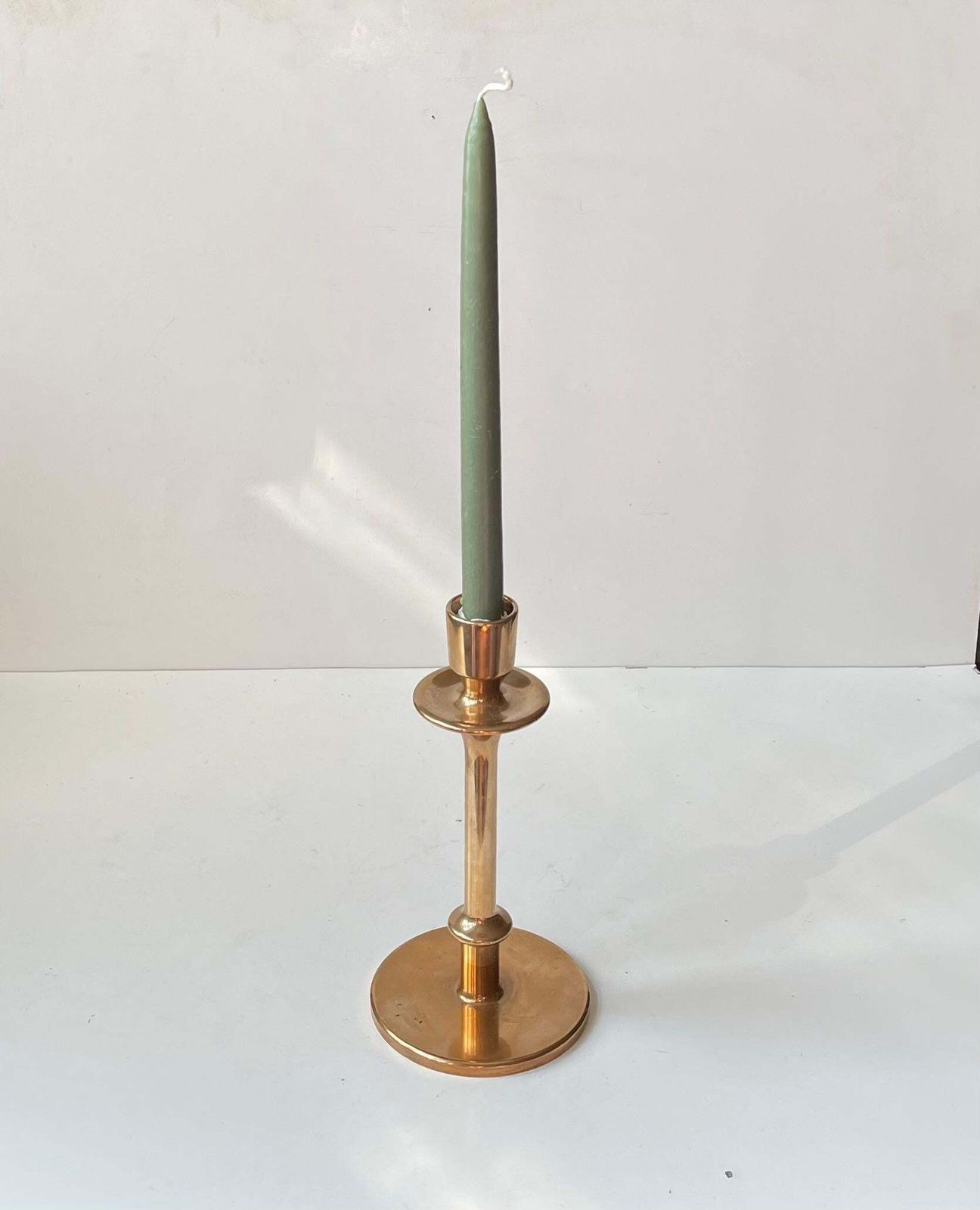 Swedish Bauhaus Era Candleholder In Bronze By Oskar Olsson photo for sale