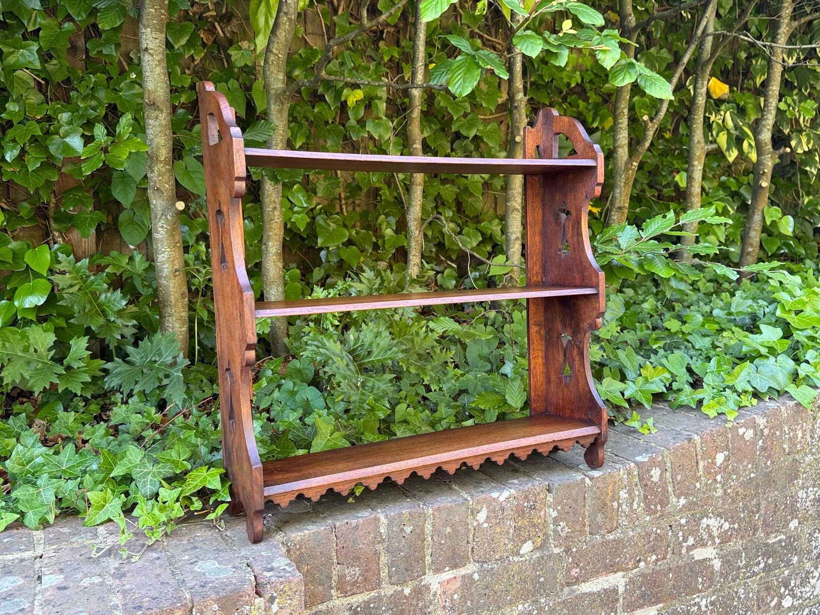 Edwardian Antique Oak Wall Shelf Rustic Country Cottage Display Shelving (58cm W, 58cm H) photo 250.0