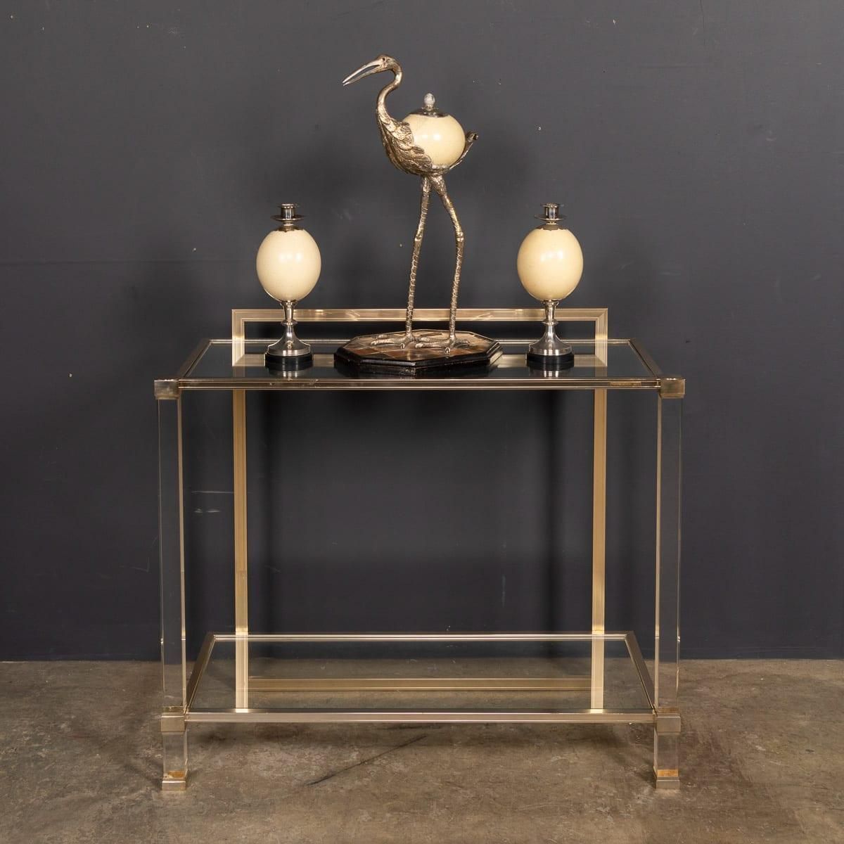 20thc French Brass & Lucite Console Table By Pierre Vandel C.1970 photo for sale