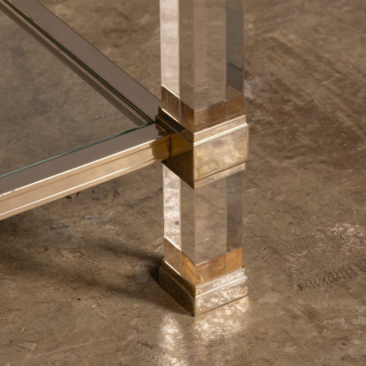 photo furniture 20thc French Brass & Lucite Console Table By Pierre Vandel C.1970