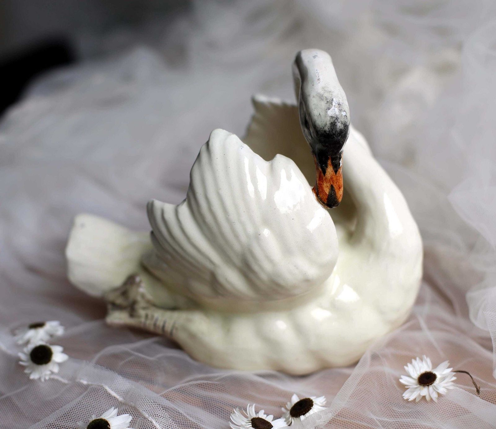 Antique French Majolica Swan Pot Delphin Massier Fils Vallauris photo furniture