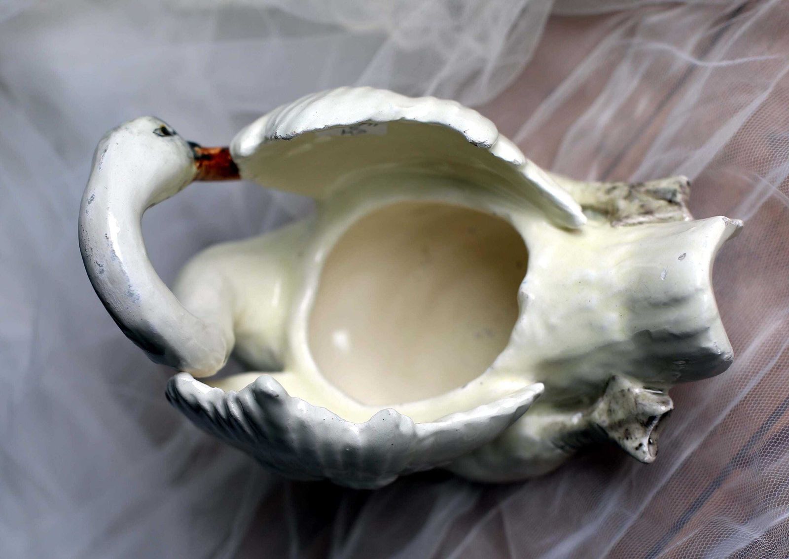 Antique French Majolica Swan Pot Delphin Massier Fils Vallauris photo vintage