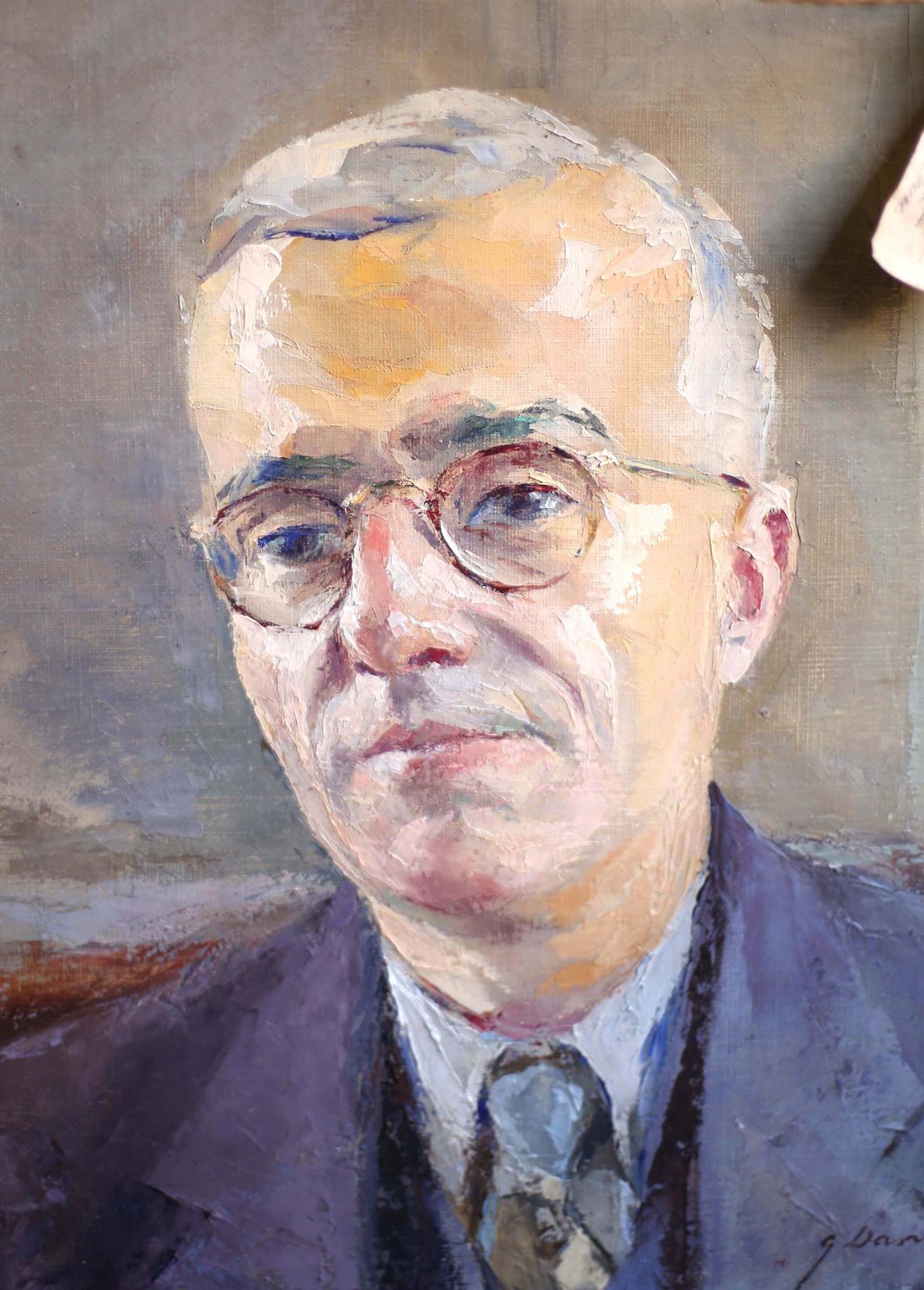 Original Georges Danset Male Portrait Painting French Man Oil On Canvas photo for sale