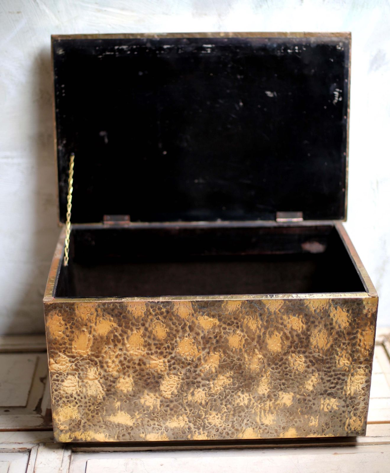 Antique Copper & Brass Repousse Chest Nautical Log Box Old French Galleon photo buy
