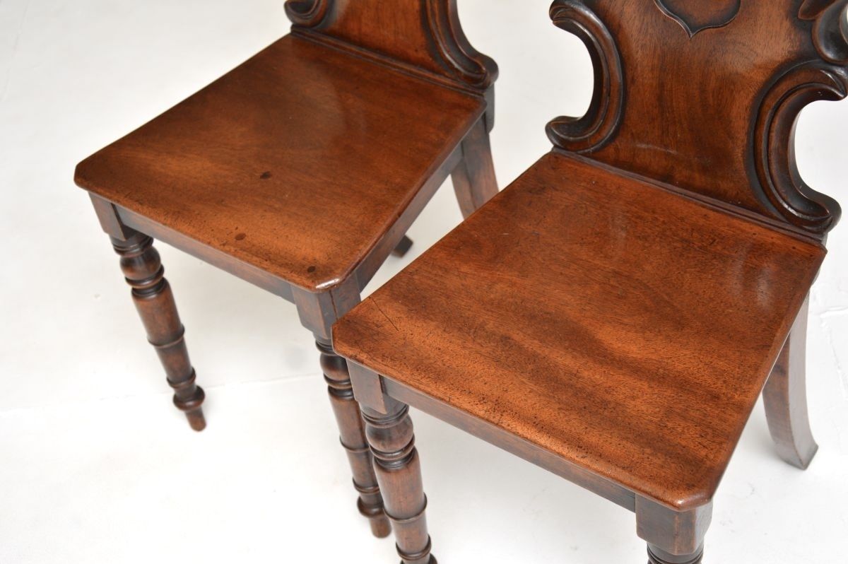 Pair Of Antique William IV Mahogany Hall Chairs photo buy