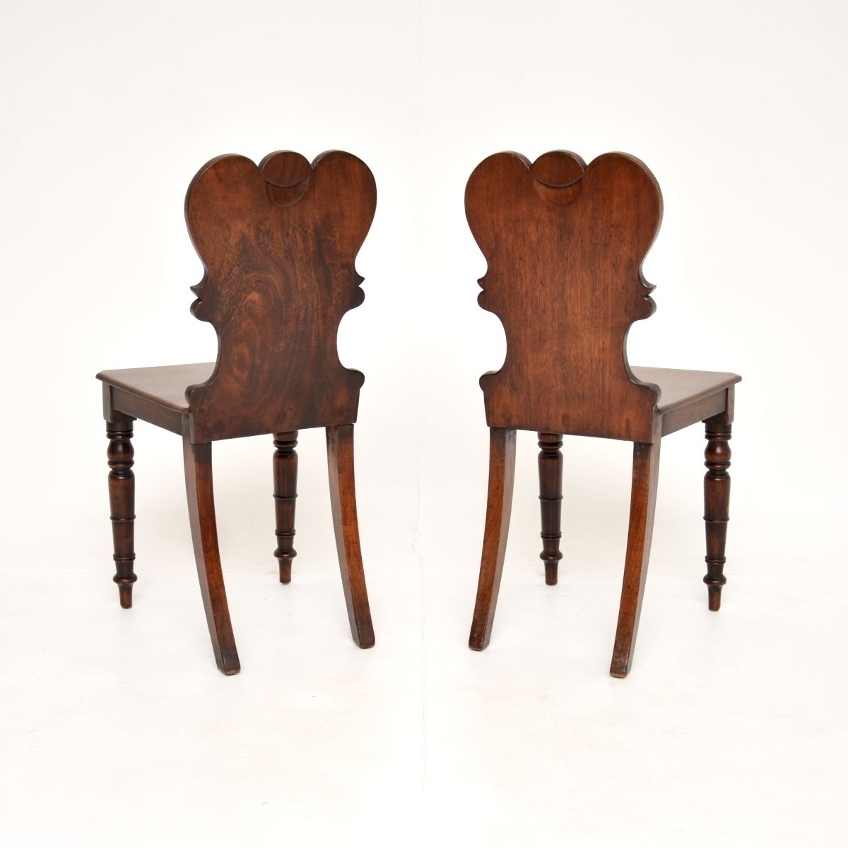 Pair Of Antique William IV Mahogany Hall Chairs photo vintage