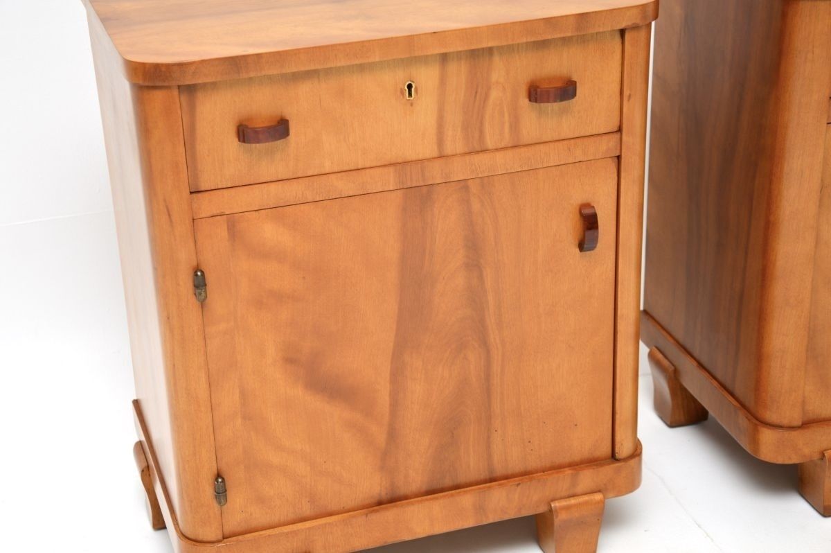 photo furniture Pair Of Swedish Art Deco Walnut Bedside Cabinets