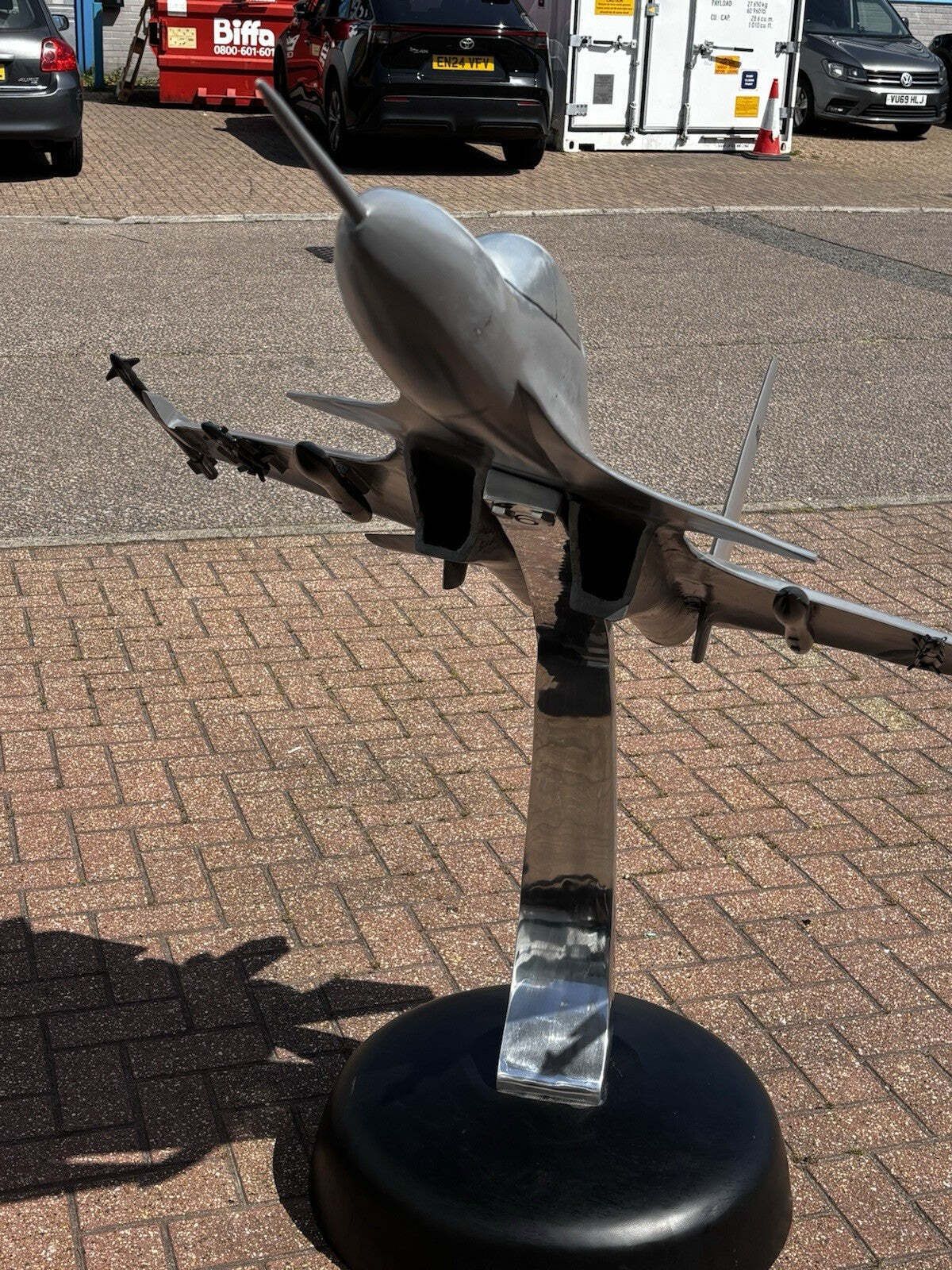 photo furniture Huge Metal Model Of A Fighter Jet. Ex Museum Display Piece
