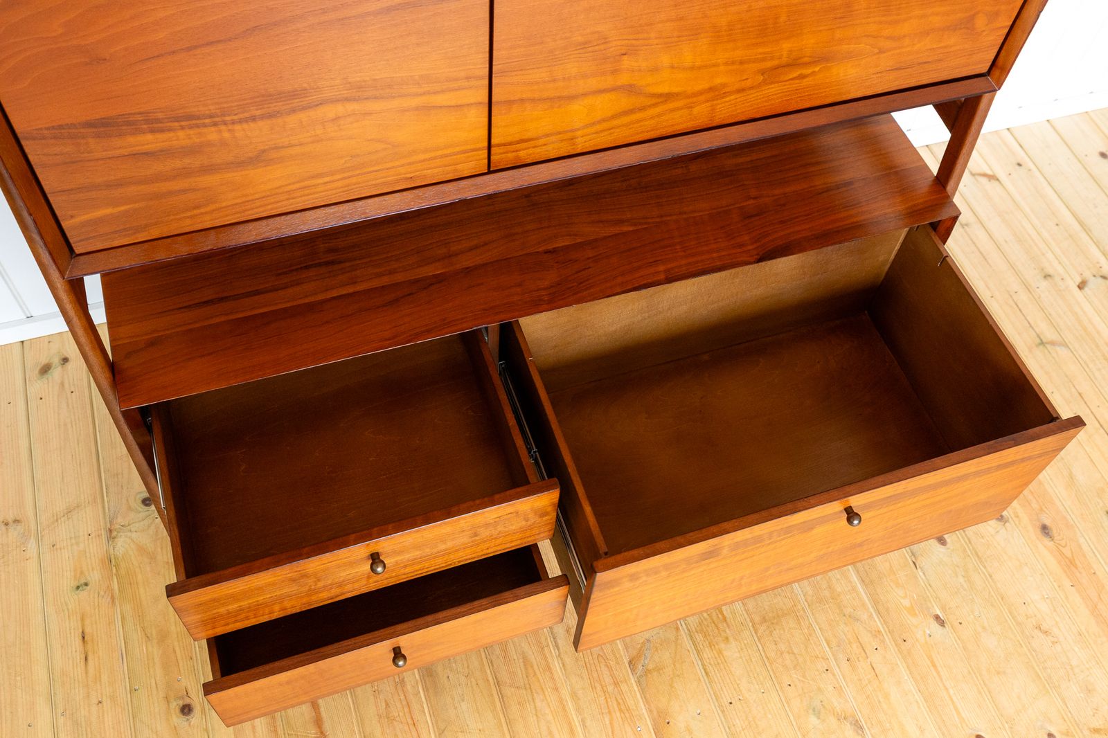 photo for sale Teak Double Sideboard Danish Mid Century Style Desk Display Stand Media Unit Mcm Cabinet Tiered Hutch Double Decker Hans Wegner Credenza