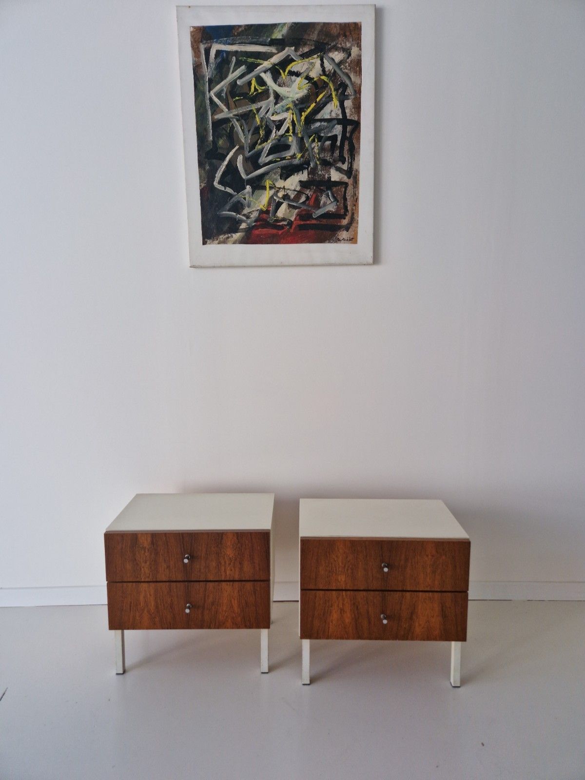 photo vintage Pair Of 1970s Bedside Cabinets Space Age George Nelson Era Interior Design
