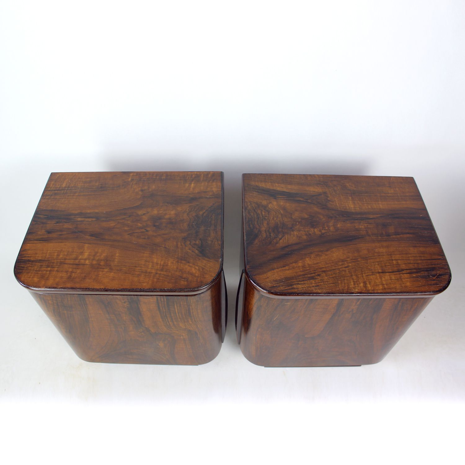 Minimalist Bedside Tables In Faux Grain Finish, Pravenec Czechoslovakia 1960s photo Furniture