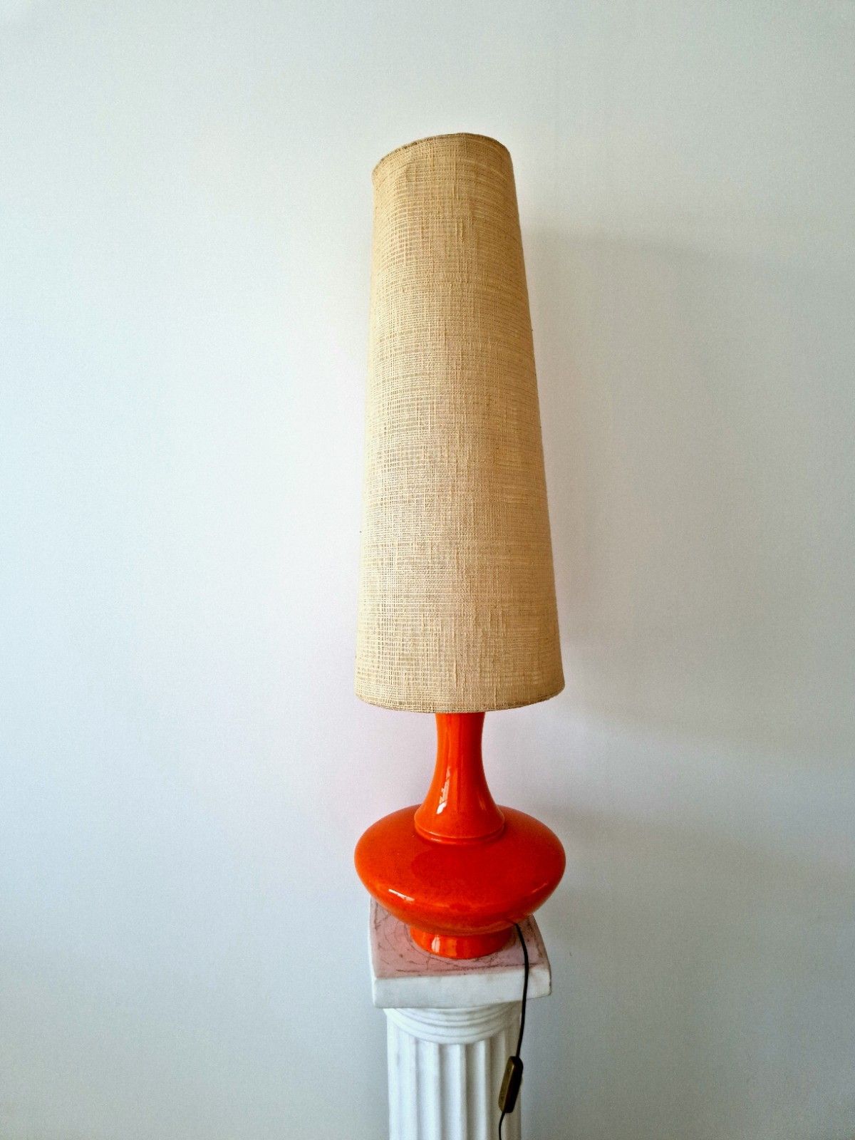 Lighting Mid Century Orange Ceramic Floor Or Table Lamp 1960s Vintage Home photo
