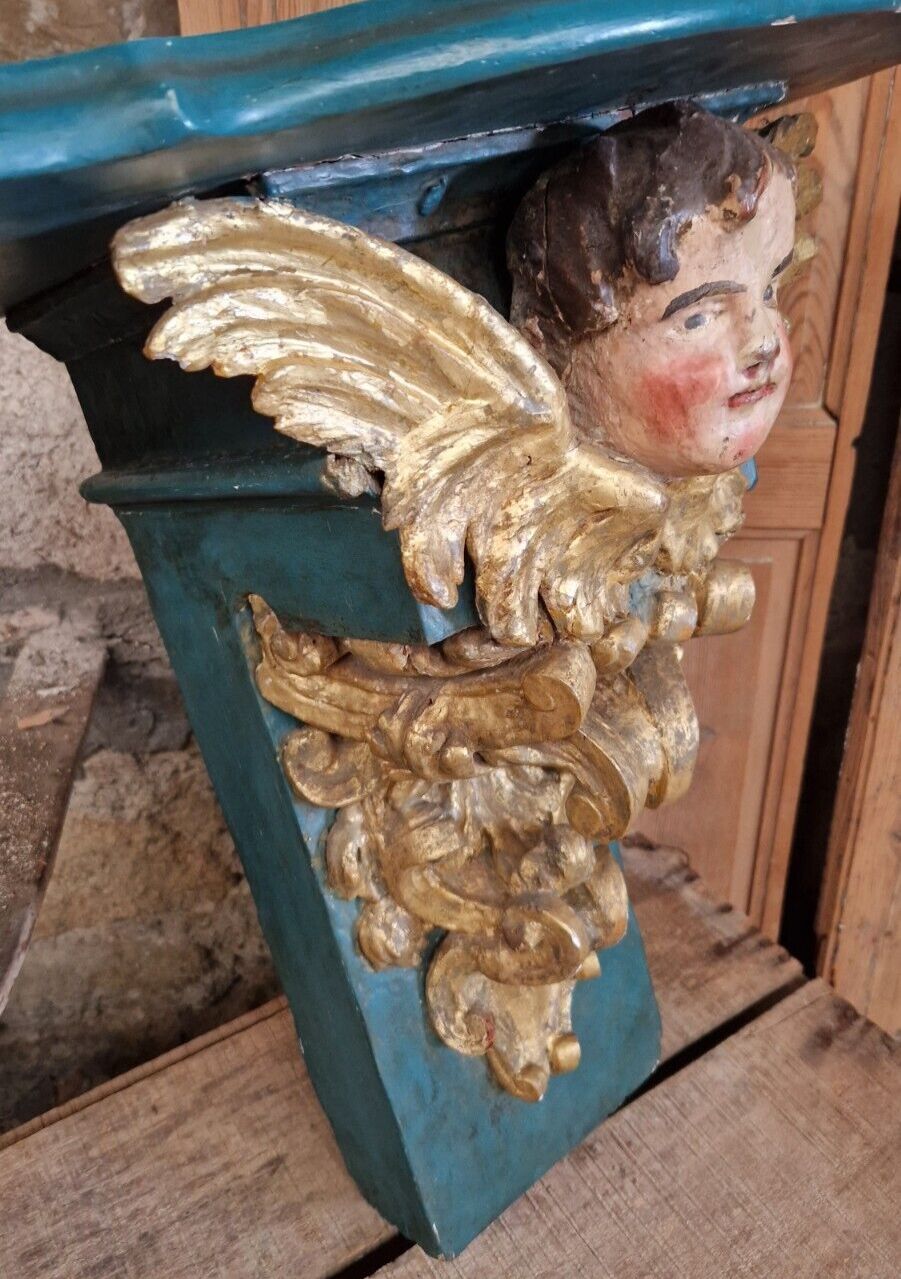 Antique Church Console Shelf 19th Century Religious Sculpture photo Art