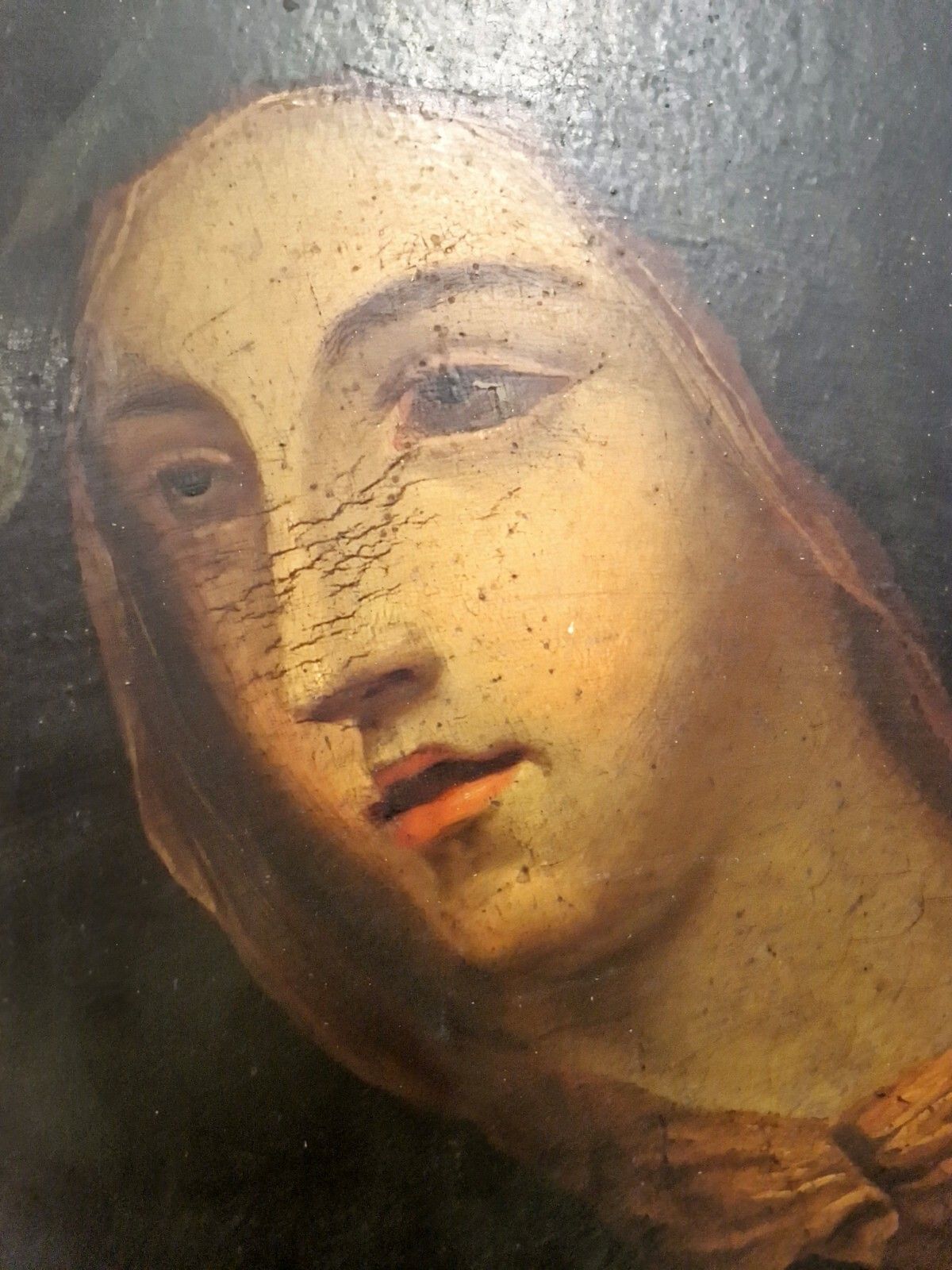 Antique 19th Century Oil Painting Virgin Of Sorrows photo 395.0